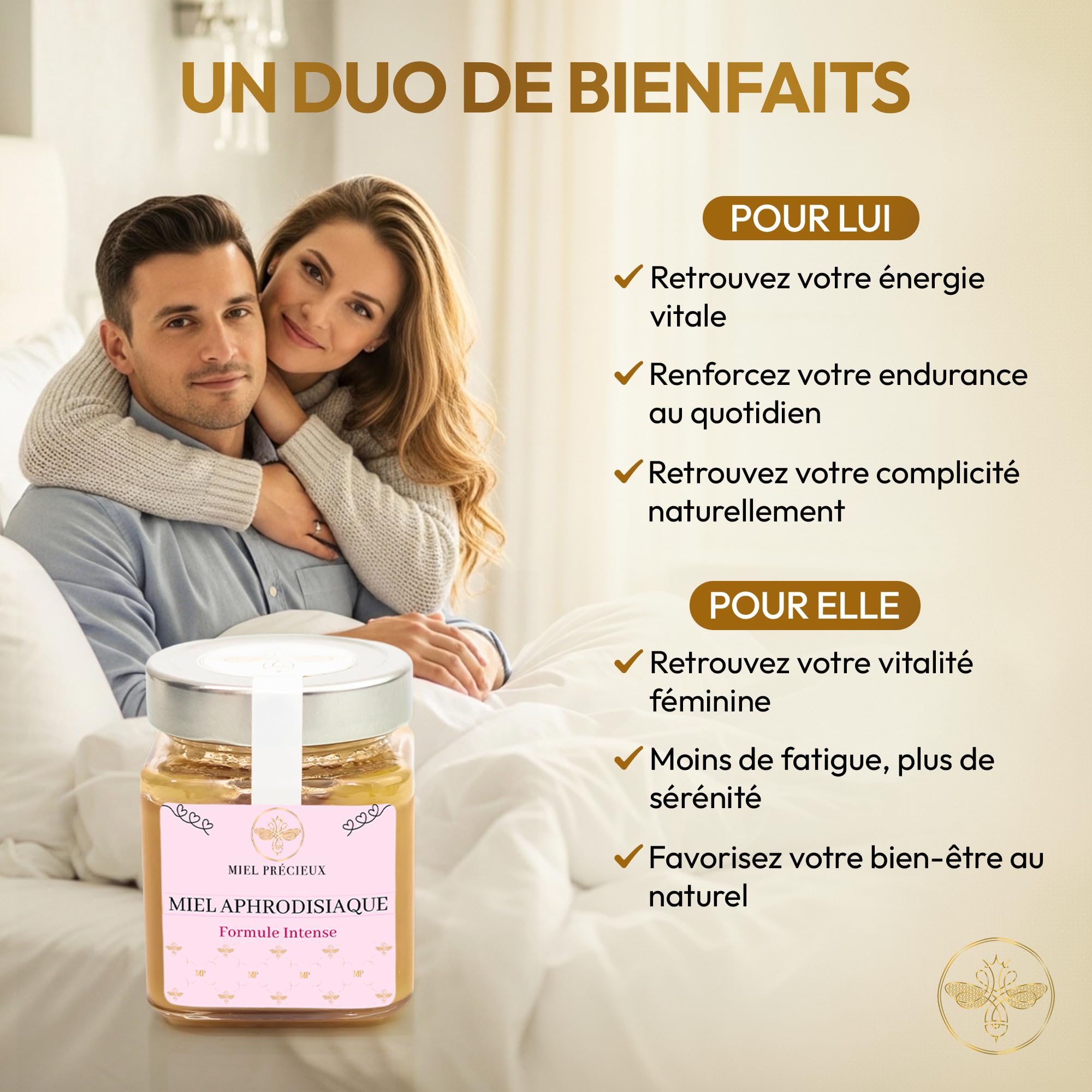Miel Aphrodisiaque Puissant Ginseng Rouge, Maca, Tribulus, Ashwagandha | Énergie et Vitalité pour Homme et Femme | 100% Naturel | 250g | Miel Précieux