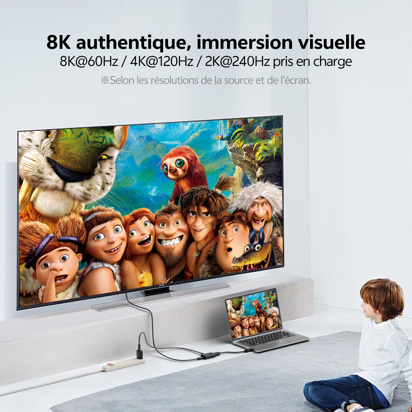 Adaptateur HDMI Vers USB-C Lunettes AR - 8K@60Hz 4K@120Hz 2K@240Hz Unidirectionnel HDMI → USB-C pour PS5 Xbox Switch PC Fire TV Stick vers XREAL Rokid VITURE Écran Portable, Câble Alimentation Inclus