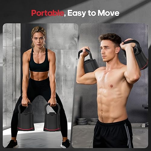 Miniatura 5 de HXD-ERGO Pesa rusa ajustable, juegos de pesas rusas 6 en 1 de conmutación rápida (6.5-40 libras) con rotación bidireccional, pesas rusas que ahorran