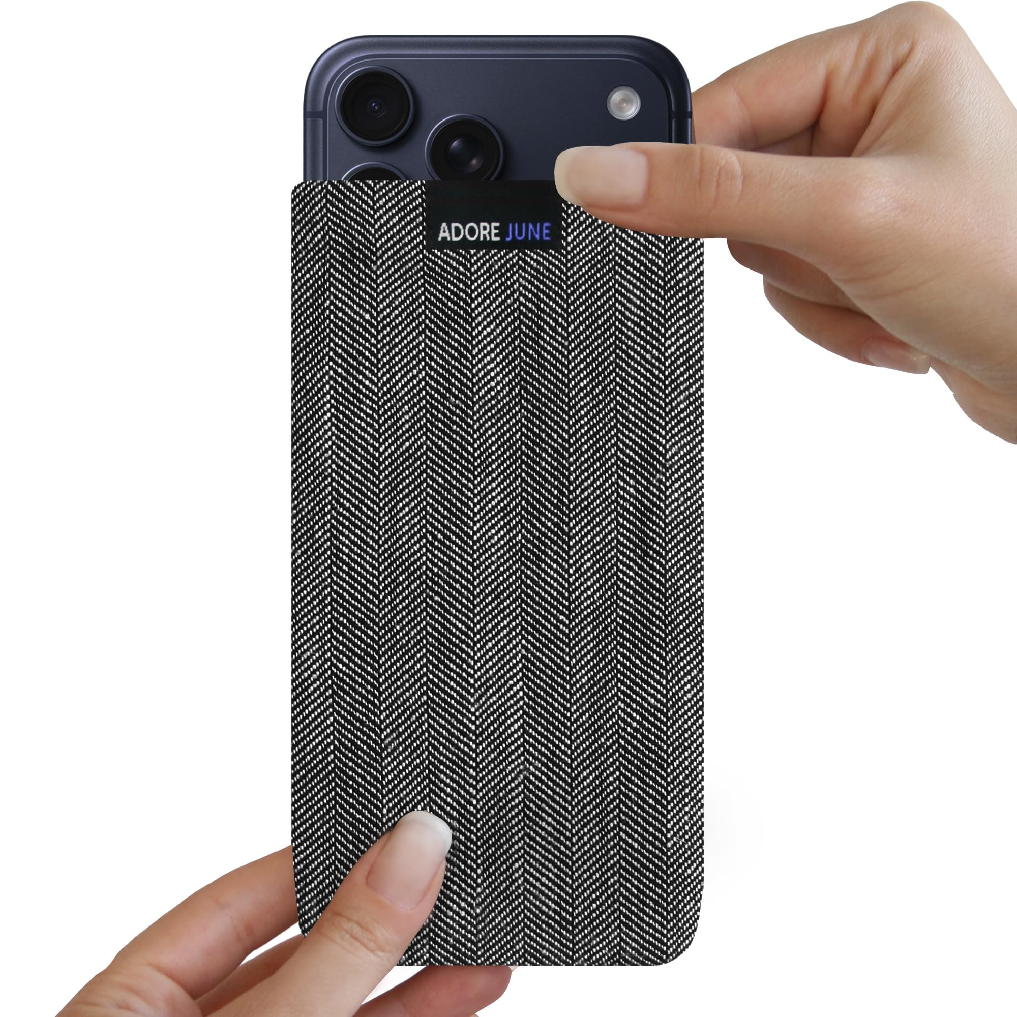 Adore June Etui biznesowe kompatybilne z iPhone 17 Pro Max, etui na telefon komórkowy z charakterystycznego materiału w jodełkę – efekt czyszczenia wyświetlacza
