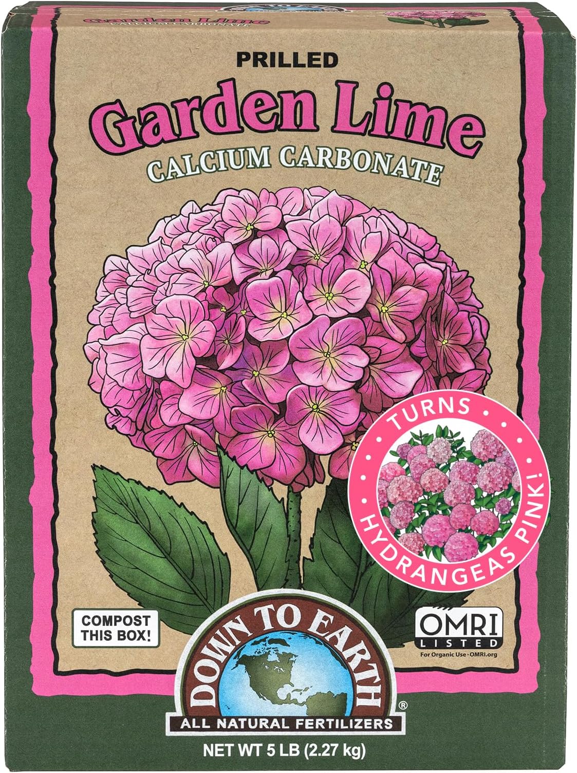 Organic Prilled Garden Lime - Calcium Carbonate Raises Soil pH for Lawns, Turf, Vegetable Gardens, 5 lb