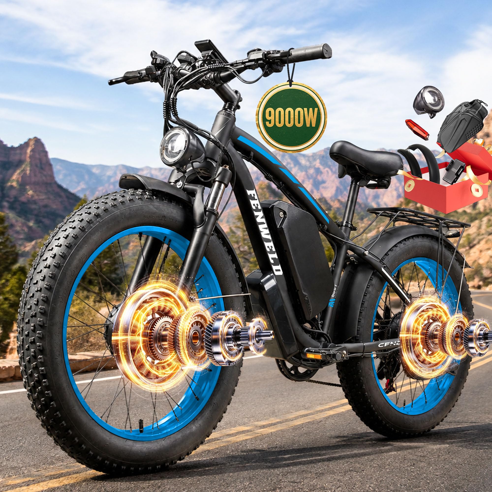 cendouk Ebikes for Adults,9000W Peak Dual Motor EBike Fast 47MPH Fast Ebike with 58V Max…