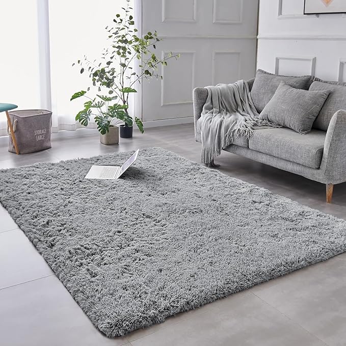 AMEHA Rugs Living Room Grey Area Rugs for Bedroom NonSlip Modern