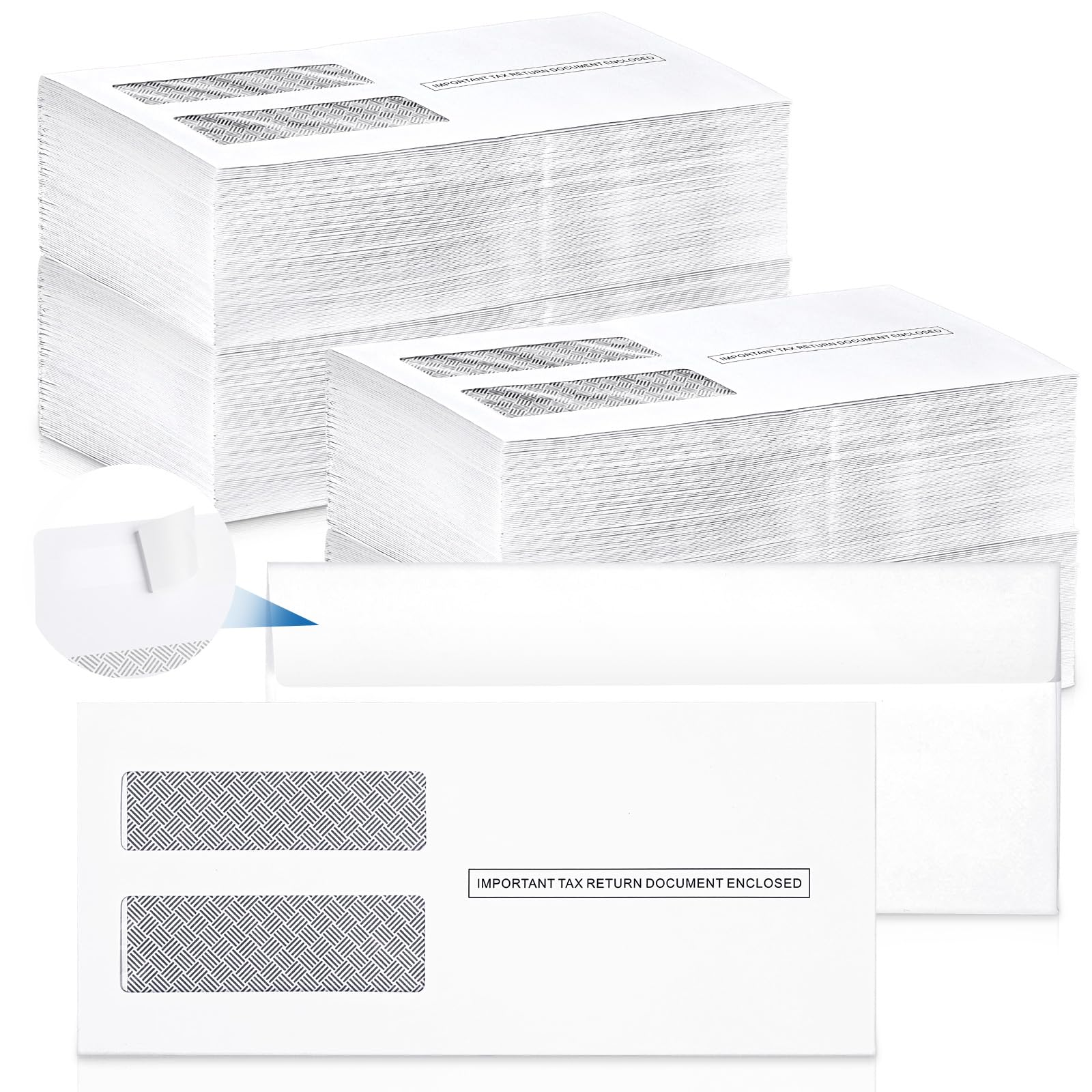 500 Pcs 1099 NEC Tax Form Envelopes Fits 3 Part 1099 NEC 2023 Forms 8.86 x 3.86 Inches Peel and Seal Double Window Security Envelopes, White