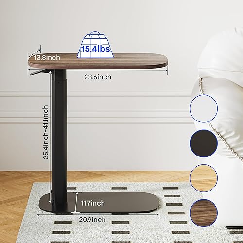 Miniatura 3 de FLEXISPOT Mesa C ajustable con ruedas, mesa auxiliar móvil para aperitivos, sofá, mesita de noche, carrito para laptop, bandeja de TV, mesita de