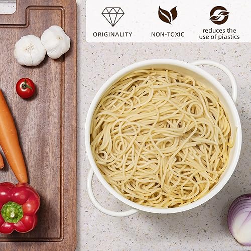 Miniatura 4 de Colador de metal de 5 cuartos de galón con recubrimiento en polvo, colador de metal autodrenante con base, cesta de pasta de cocina, frutas y