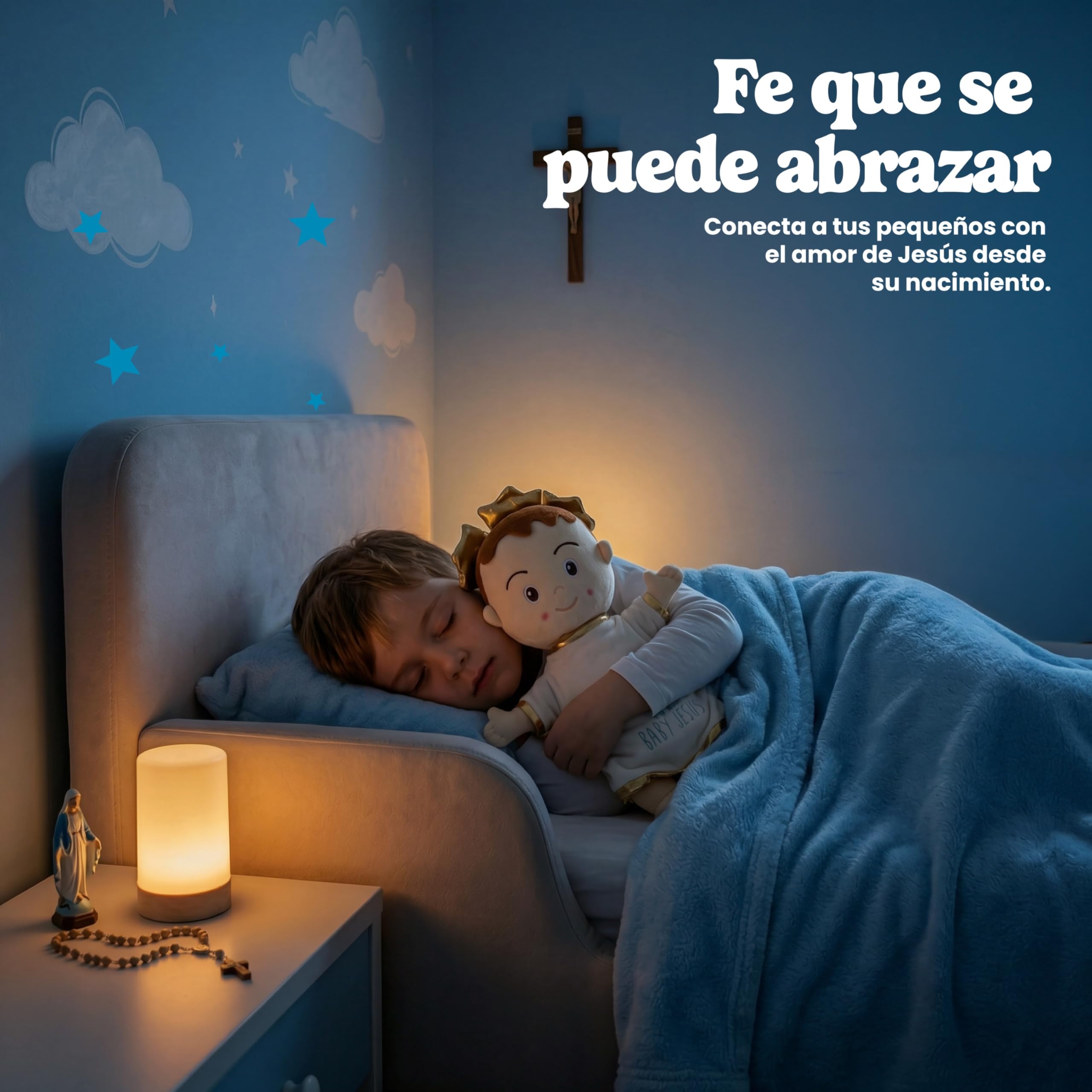 Peluche Niño Jesús 40 cm para Bebé y Niños, Suave y Achuchable para Dormir Rezar y Jugar, Regalo Original Bautizo Nacimiento Navidad, Hipoalergénico Fabricado en España