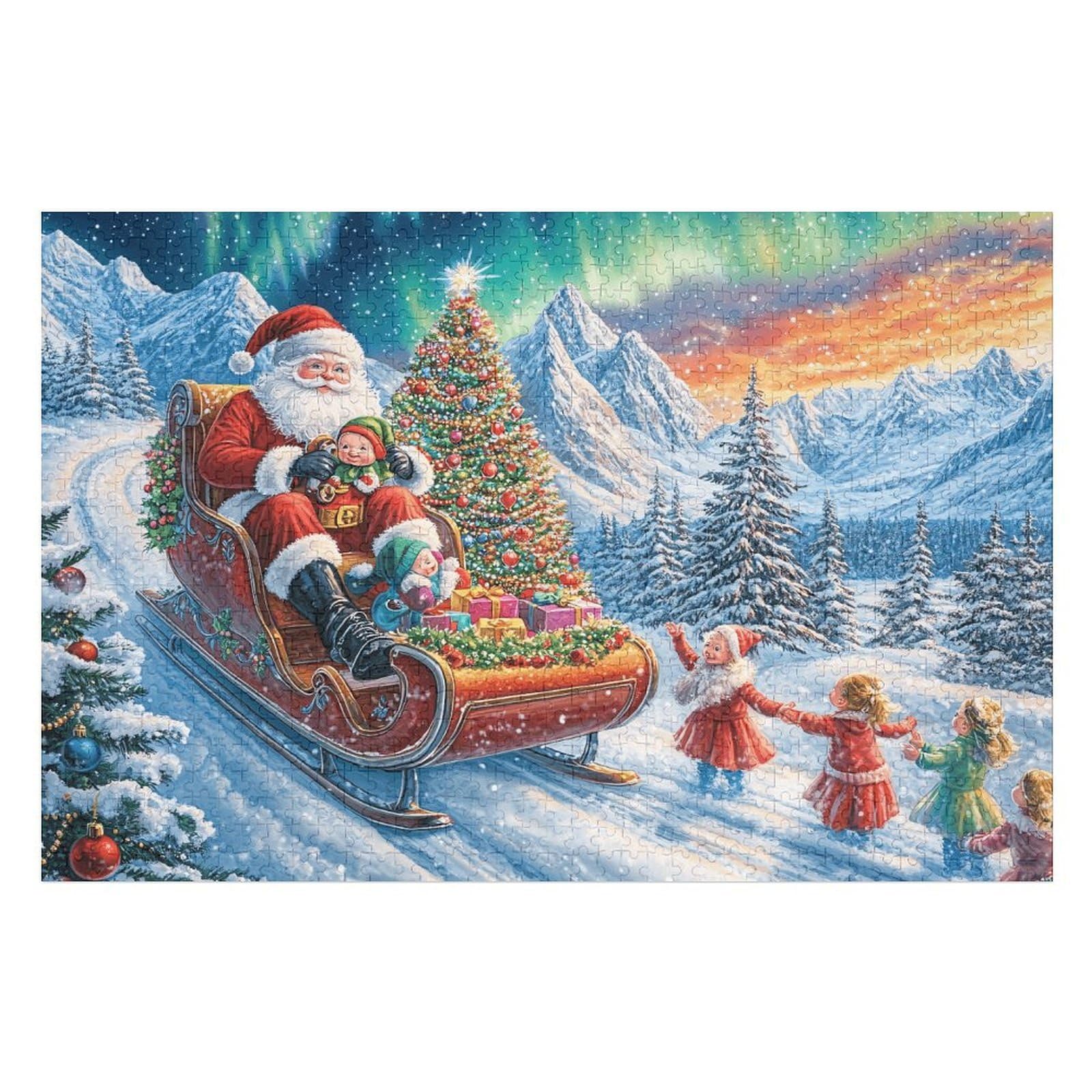 1000 Piece Jigsaw Puzzle for Adults Santa Claus Christmas Snowy 75x50cm for Couple Fun Bonding Activity Together Framable Home Wall Decor Gift