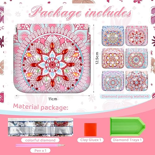 Miniatura 2 de Sanwuta Mandala DIY pintura diamante monedero titular bolsas de maquillaje a granel cosméticos cartera diamante pintura kits bolsillo