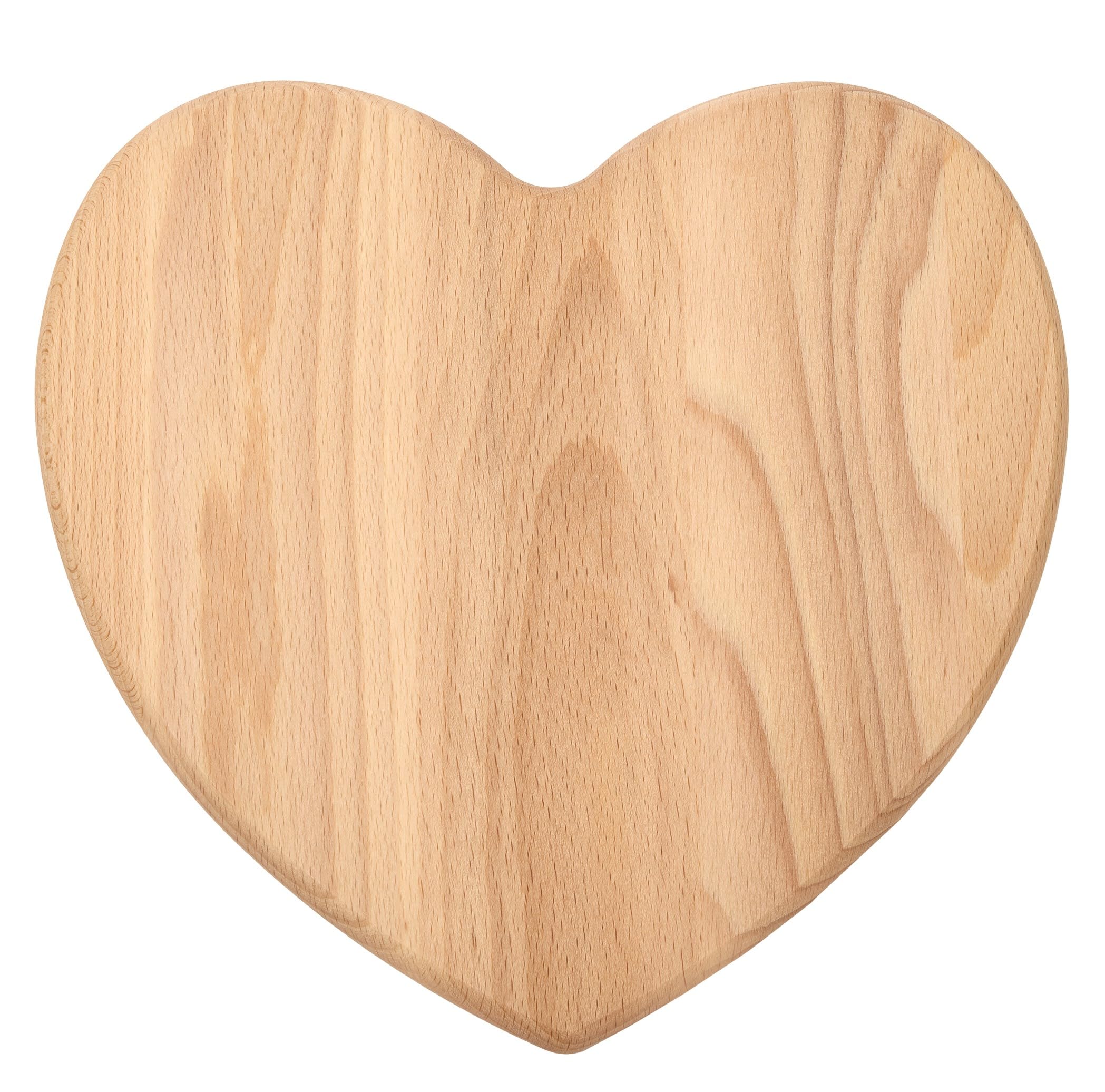 Tagliere in legno di faggio, tagliere per la colazione, per tagliare e servire (cuore, 24 x 22,5 x 1,5 cm)