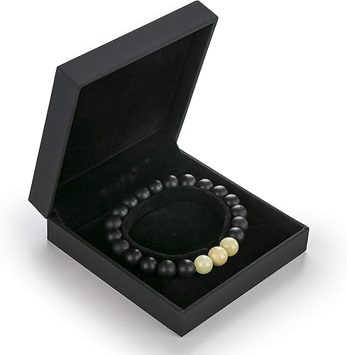 Miniatura 4 de Amber Bead Stretch Bracelet - Certified Handmade Natural Baltic Dark Cherry Charm Bangle Unisex Adult in a Gift Box