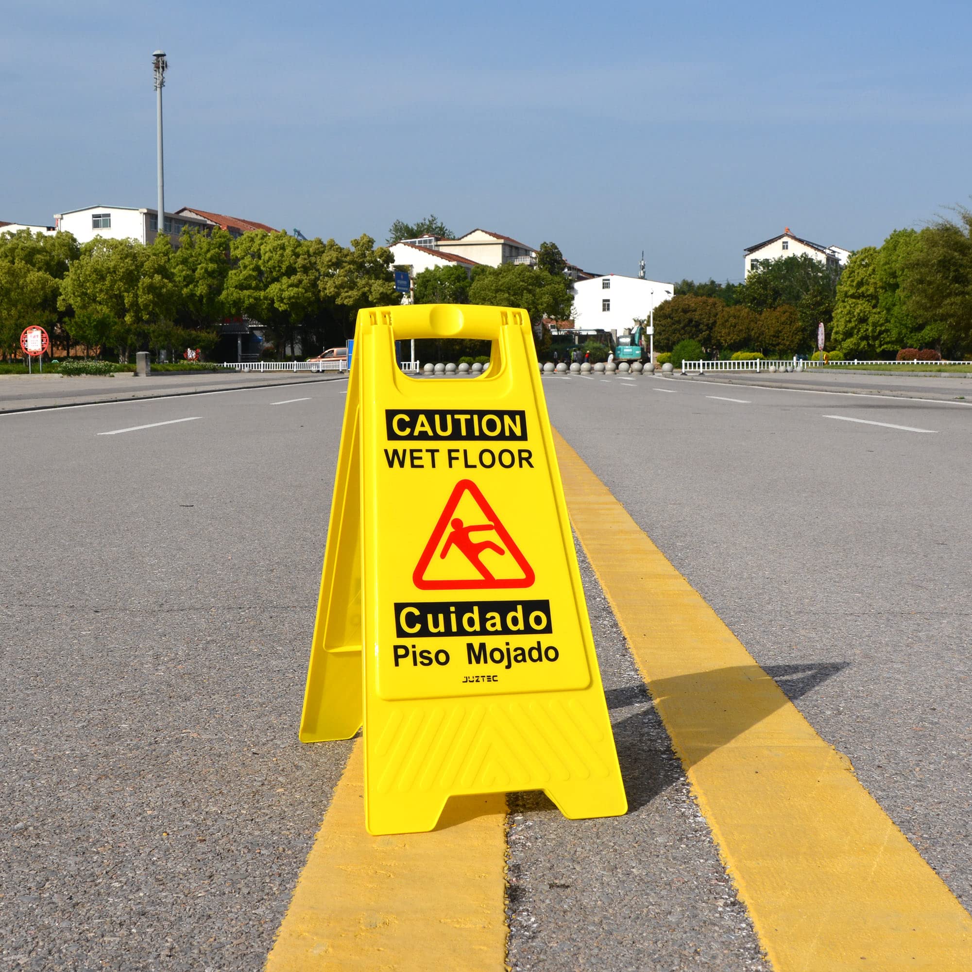 Paquete de 3 señales de advertencia de seguridad para suelo húmedo de precaución, color amarillo brillante para superficies resbaladizas