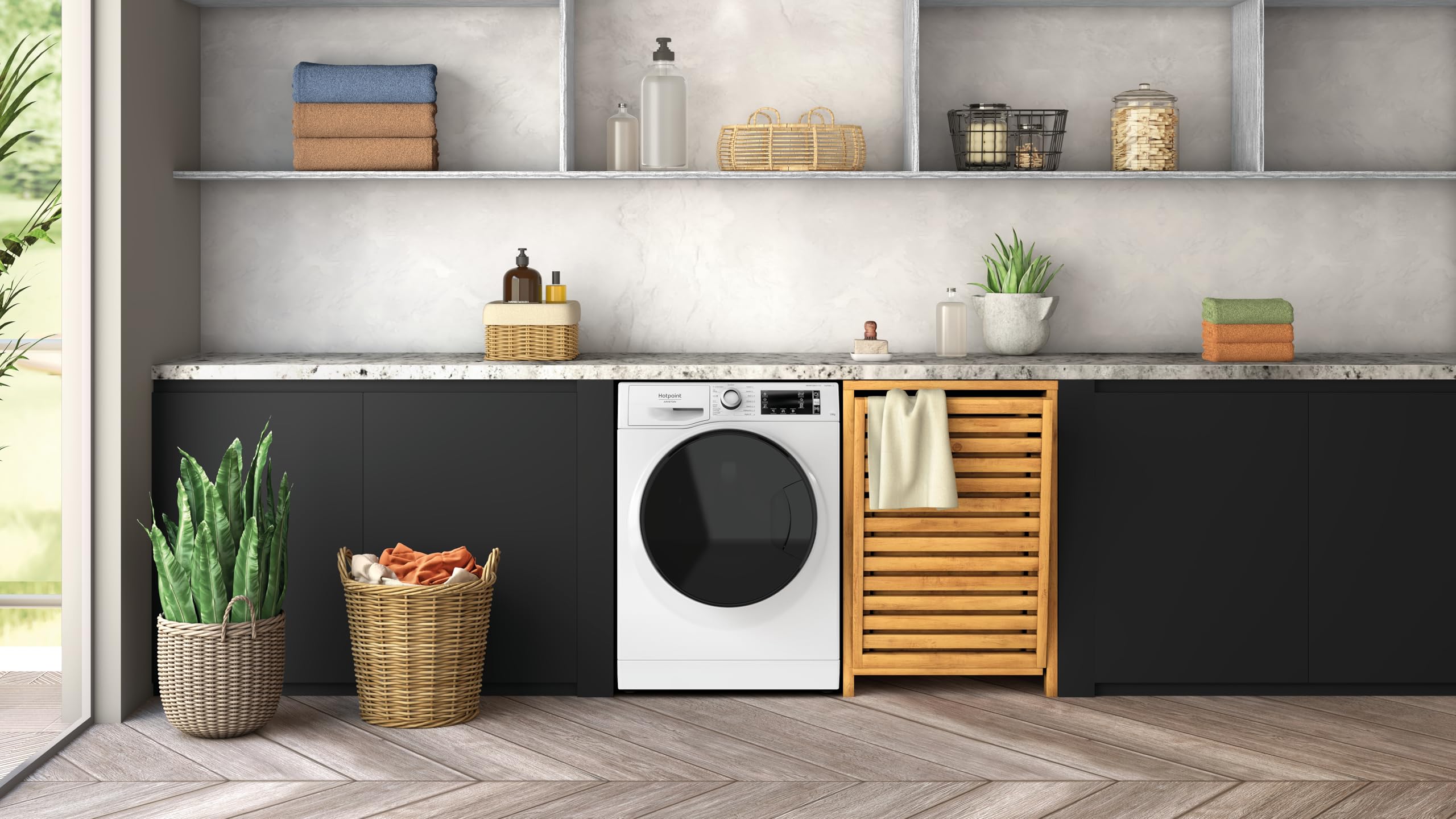 Hotpoint Ariston NBT 1048 WD A IT - Lavatrice 10kg Libera Installazione, Carica Frontale. Centrifuga 1400 Giri Al Minuto. Larghezza 59,5cm, Profondità 60,5cm, Altezza 85,0cm, Classe Energetica A