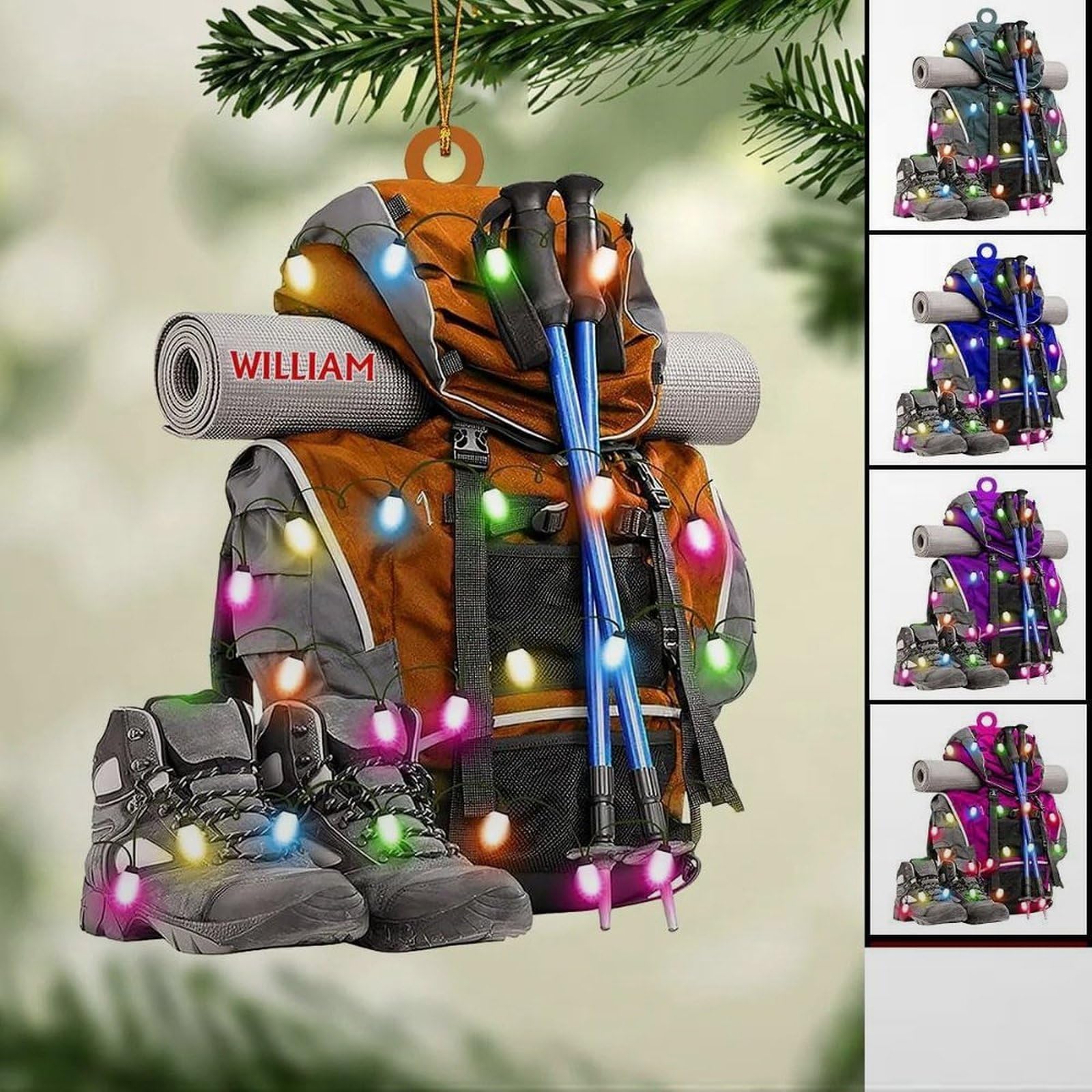 Luckluccy Personalized Hiking Acrylic Ornament Christmas New,Hiking Lovers Christmas Ornament,Camping Lover Gift,Keepsake Gift for Camper,Gift for Hiking Club