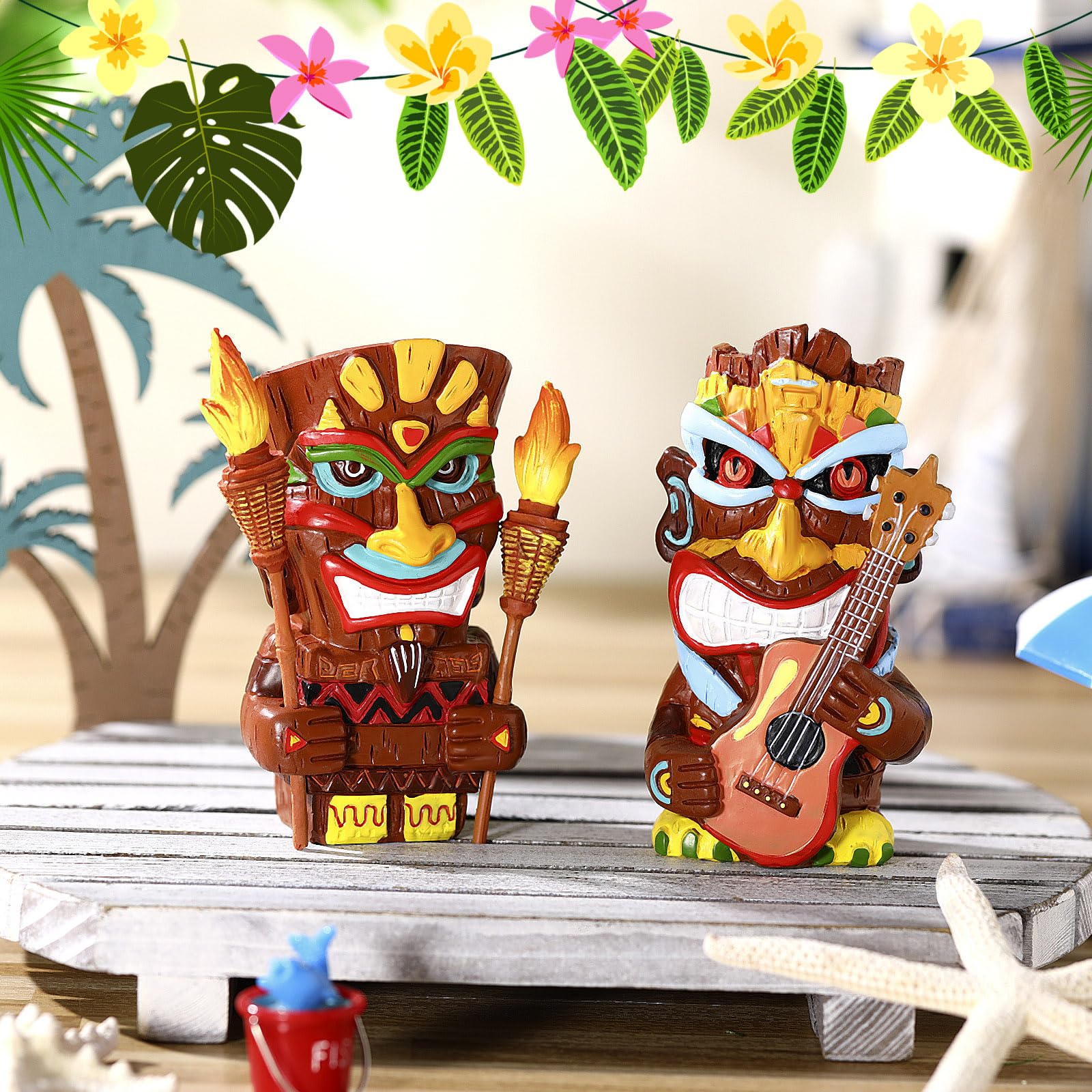 Amazon.com: Wesiti 2 Pcs Hawaiian Tiki Resin Decorations Hawaii
