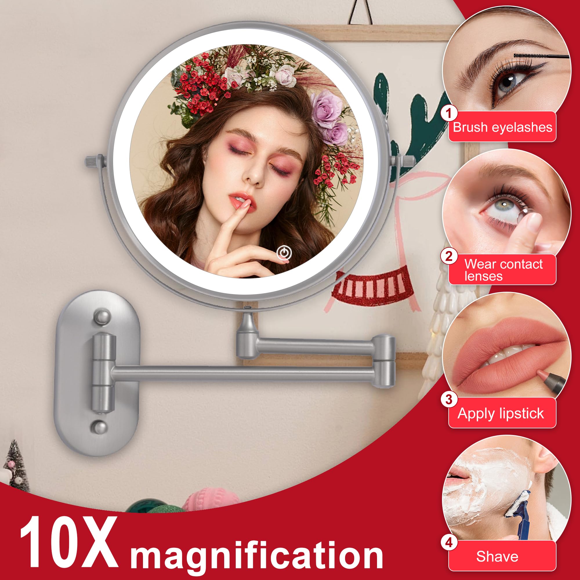 Snapklik.com : Rechargeable Wall Mounted Lighted Makeup Vanity Mirror