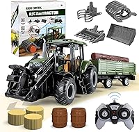 Vista 1 de Tractor de Control Remoto, Set de Tractor RC de 2.4Ghz para Niños, Juguetes de Granja para Niños Pequeños con 2 Métodos RC/Cargadora Frontal de 4