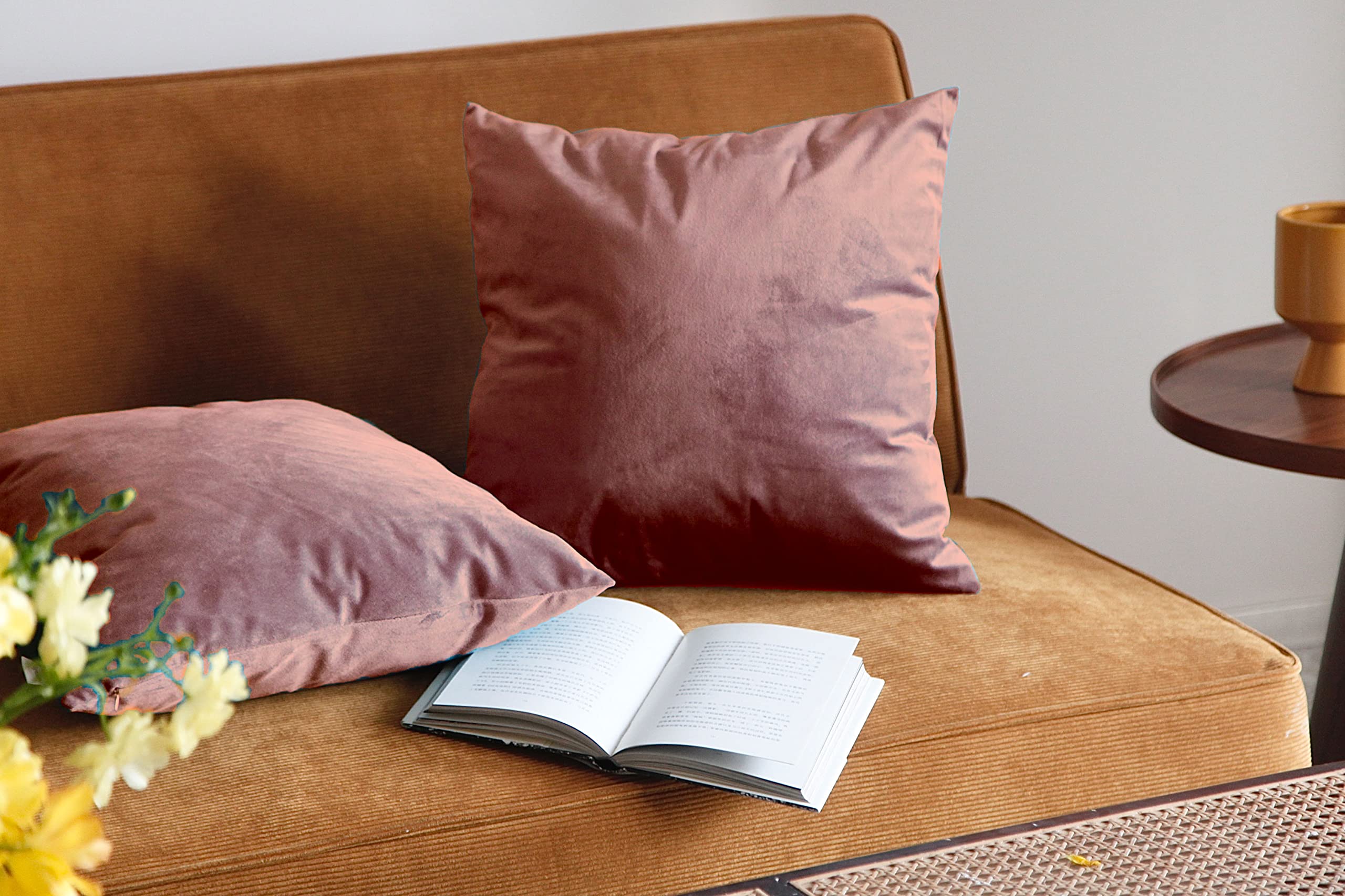 Pagnanno. Jam Set Of 2 Soft Velvet Cushion Covers 45X45cm(18X18 Inches) Plain Throw Pillowcases Square Cushion Covers For Chairs,Living Room,Bedroom With Invisible Zipper ((Pack Of 2), )