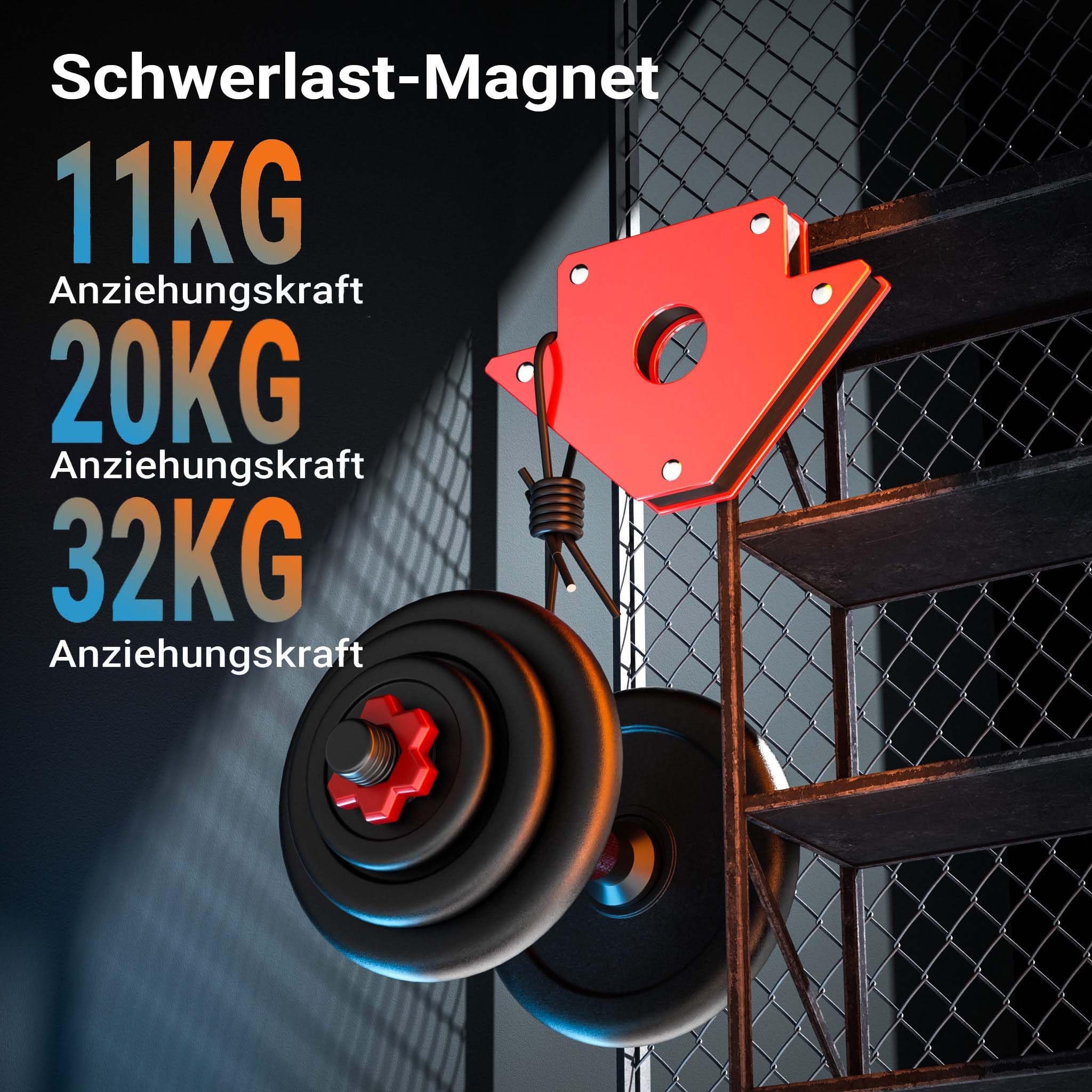 Wiltec Set de 12 escuadras magnéticas para soldar 4x 11 kg / 4x 20 kg / 4x 32 kg, ángulo 45°, 90° y 135° compactas imán de soldadura accesorios de soldadura ángulo magnético