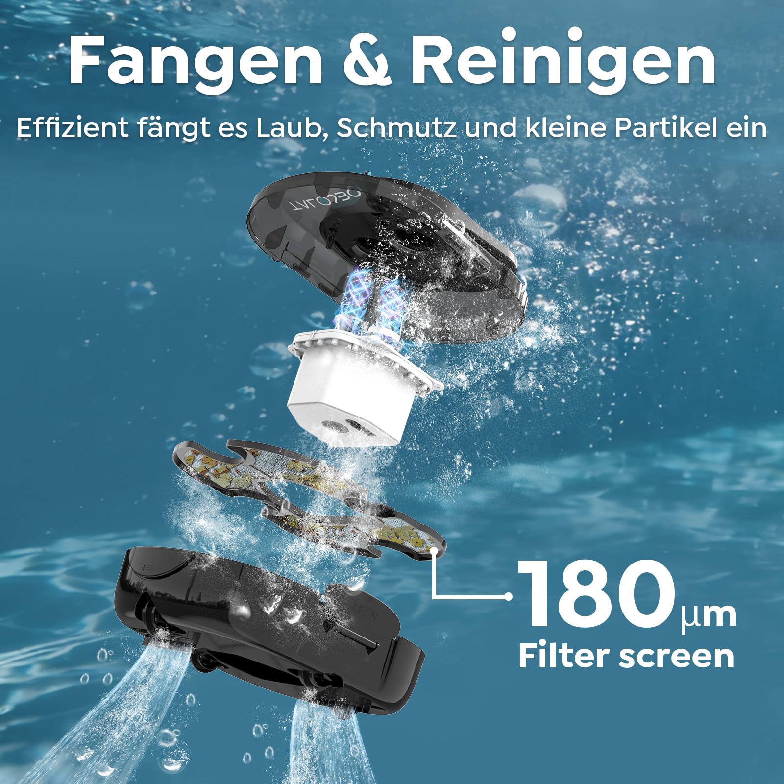Pleco S1 Poolroboter Akku, Leichter Poolsauger mit Dual-Antriebsmotoren, 80 Min Reinigungszeit, 2,5 Stunden Ladezeit, Auto Parken Poolreiniger für Flache Böden Pools