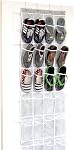 Simple Houseware 24 Pockets Clear Over the Door Shoe Organizer, Grey | 162.6 cm H x 48.3 cm W, 4 Durable Metal Hooks, 10.9 x 24.1 cm Pocket Size, Multipurpose