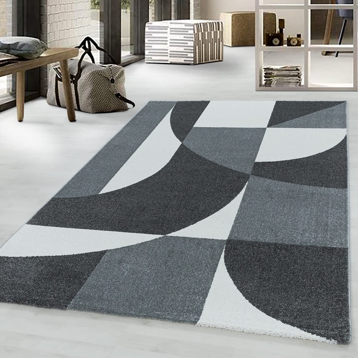 Tapis fermeture éclair gris 80x250 de couloir moderne