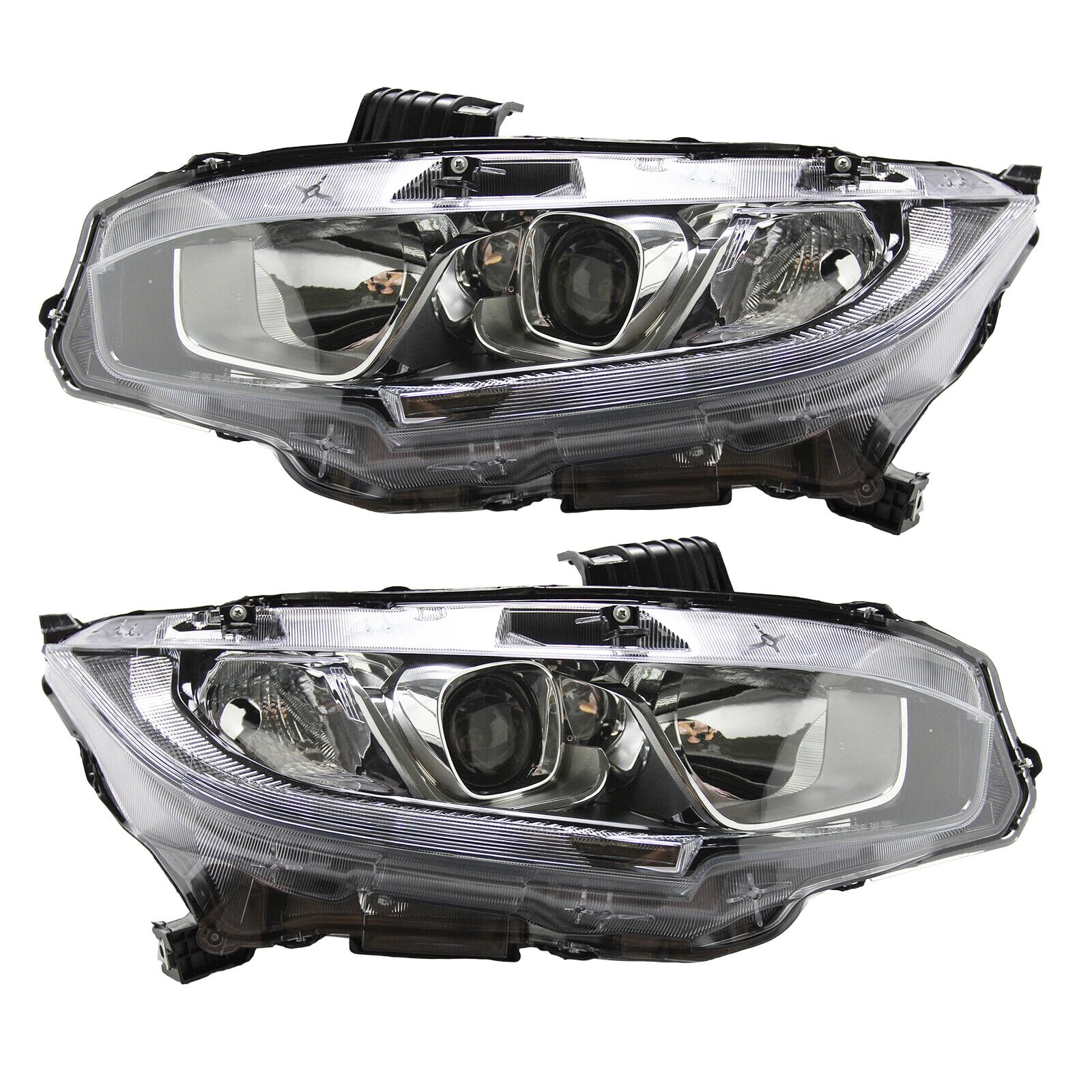 Headlight Assembly with LED DRL Chrome Housing