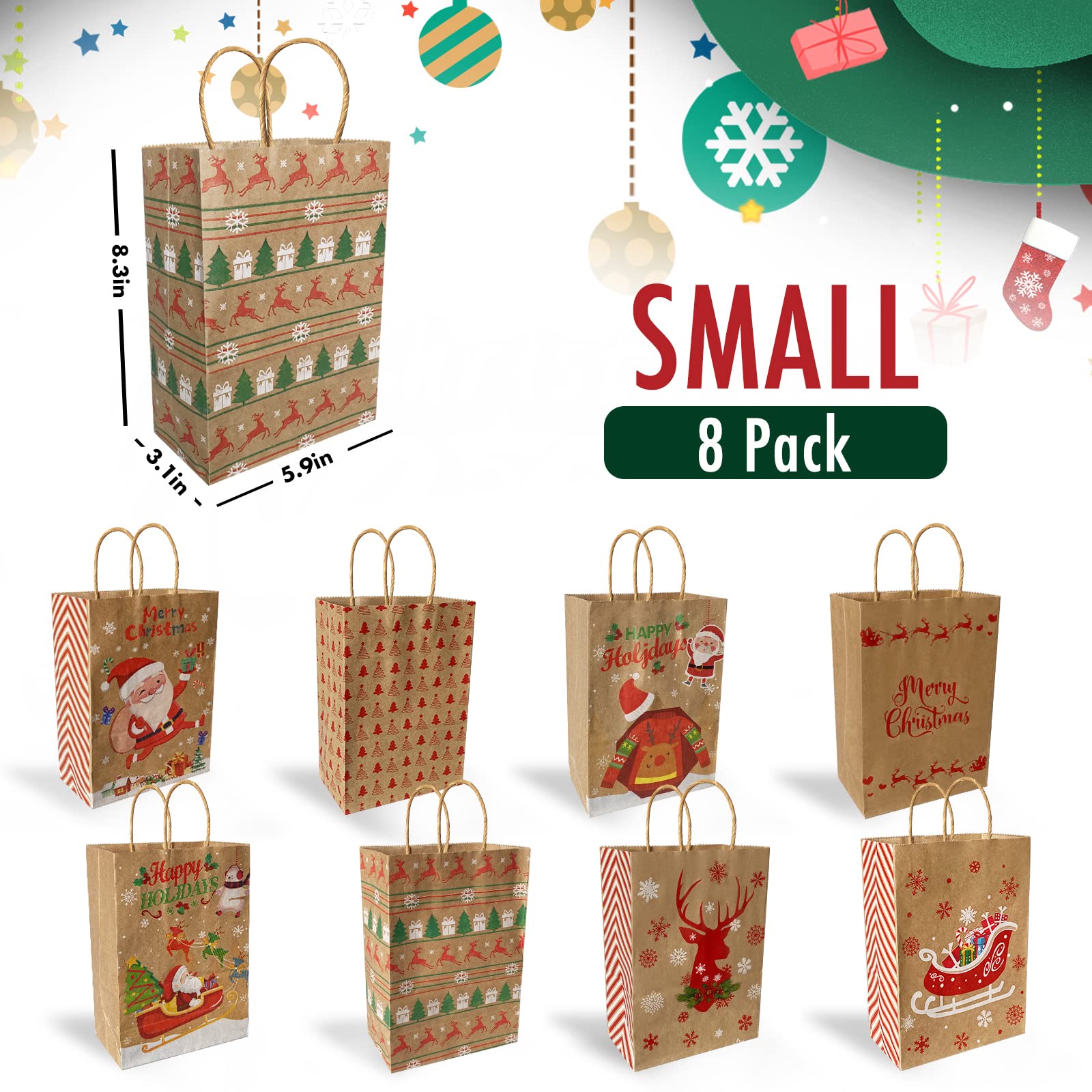 Dyforce 24 Pack White Paper Gift Bags With Handles, Sall Party Bags