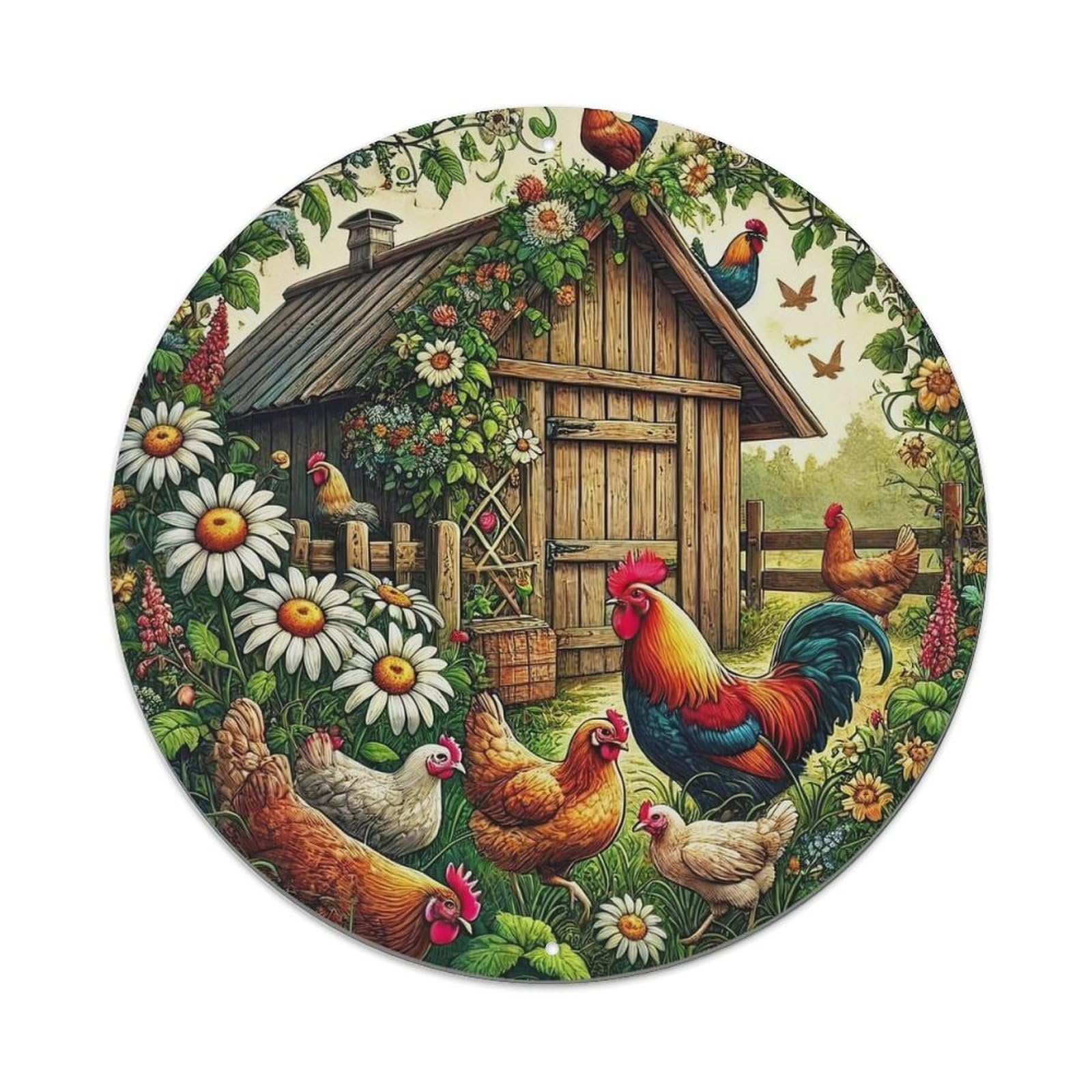 Cottagecore Farm Chicken Coop Metal Tin Sign