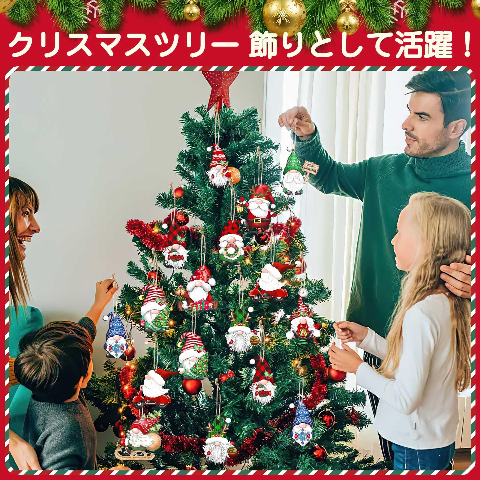 クリスマスツリー 木製 LED オーナメント ツリー 飾り ライト サンタ クリスマス 飾り オーナメント LED ライト クリスマスツリー