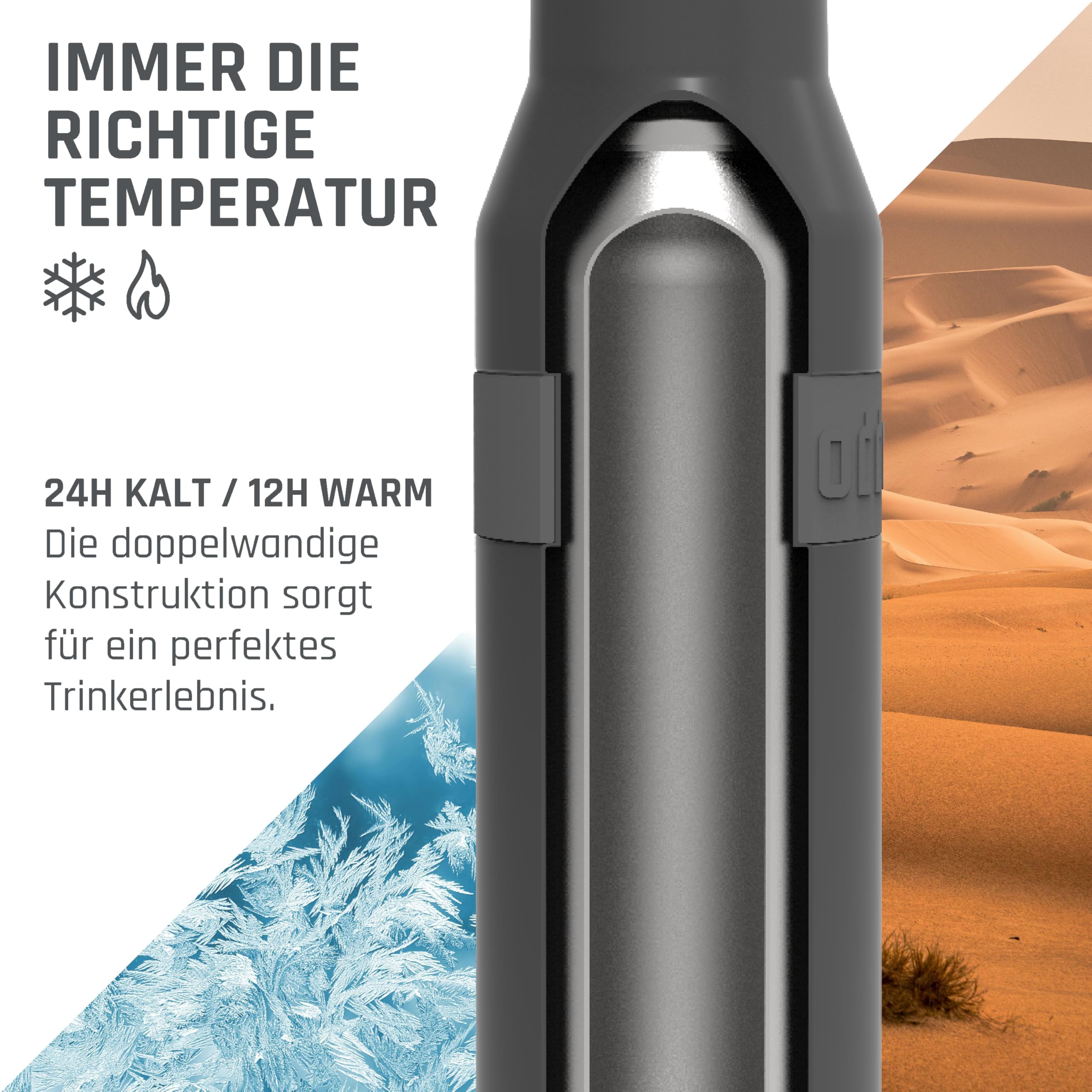 PULLE Edelstahl Trinkflasche 500ml & 1l - spülmaschinenfest, 100% auslaufsicher, leicht zu reinigen, Kohlensäure geeignet, 24h kalt & 12h warm, recycelter Edelstahl (Anthrazit/Salbeigrün, 1000ml)