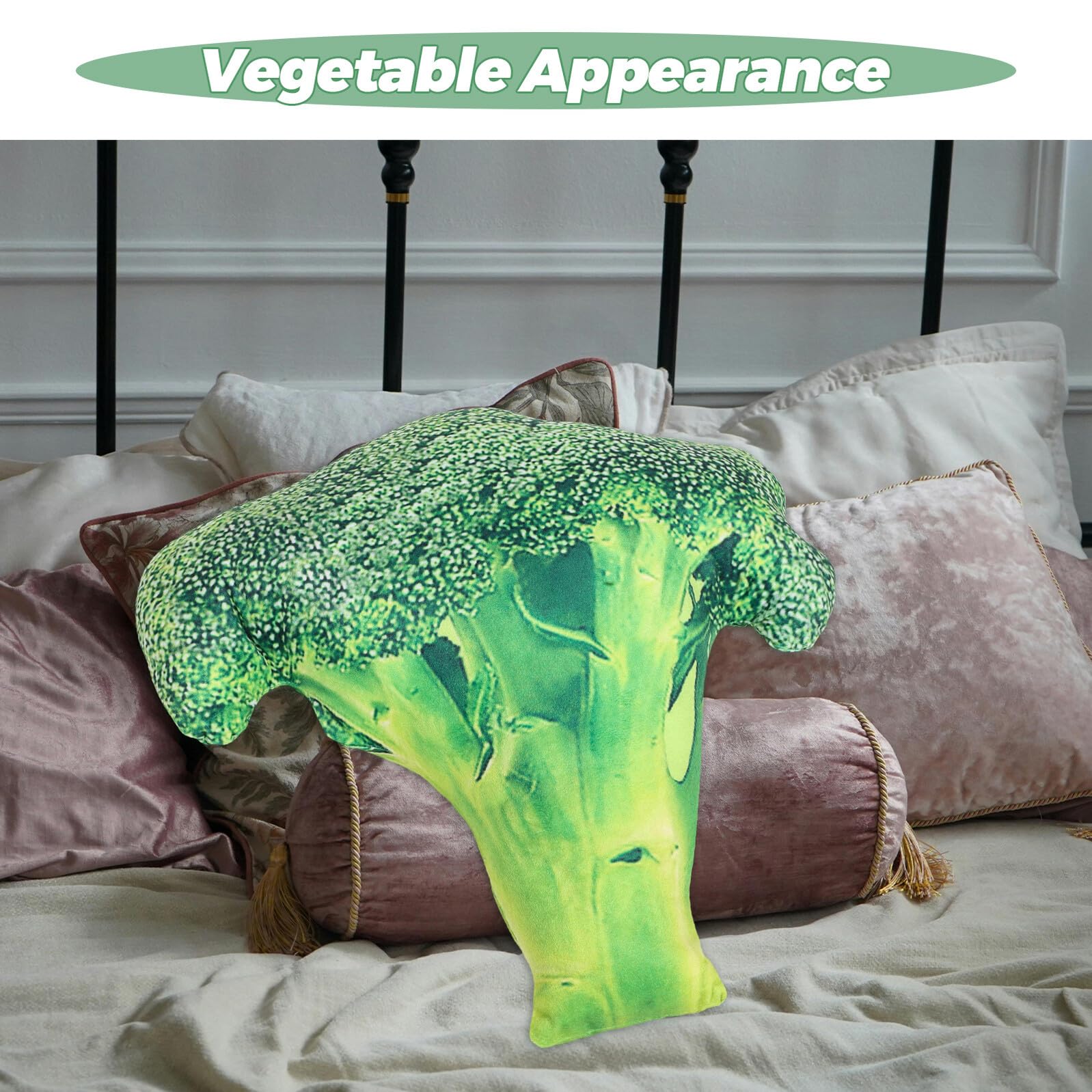 TOYANDONA Cuscino di Peluche Vegetale Broccoli Morbido per Bambini e Divano, Cuscino Abbracciante Decorativo Creativo Sicuro per Camera e Salotto