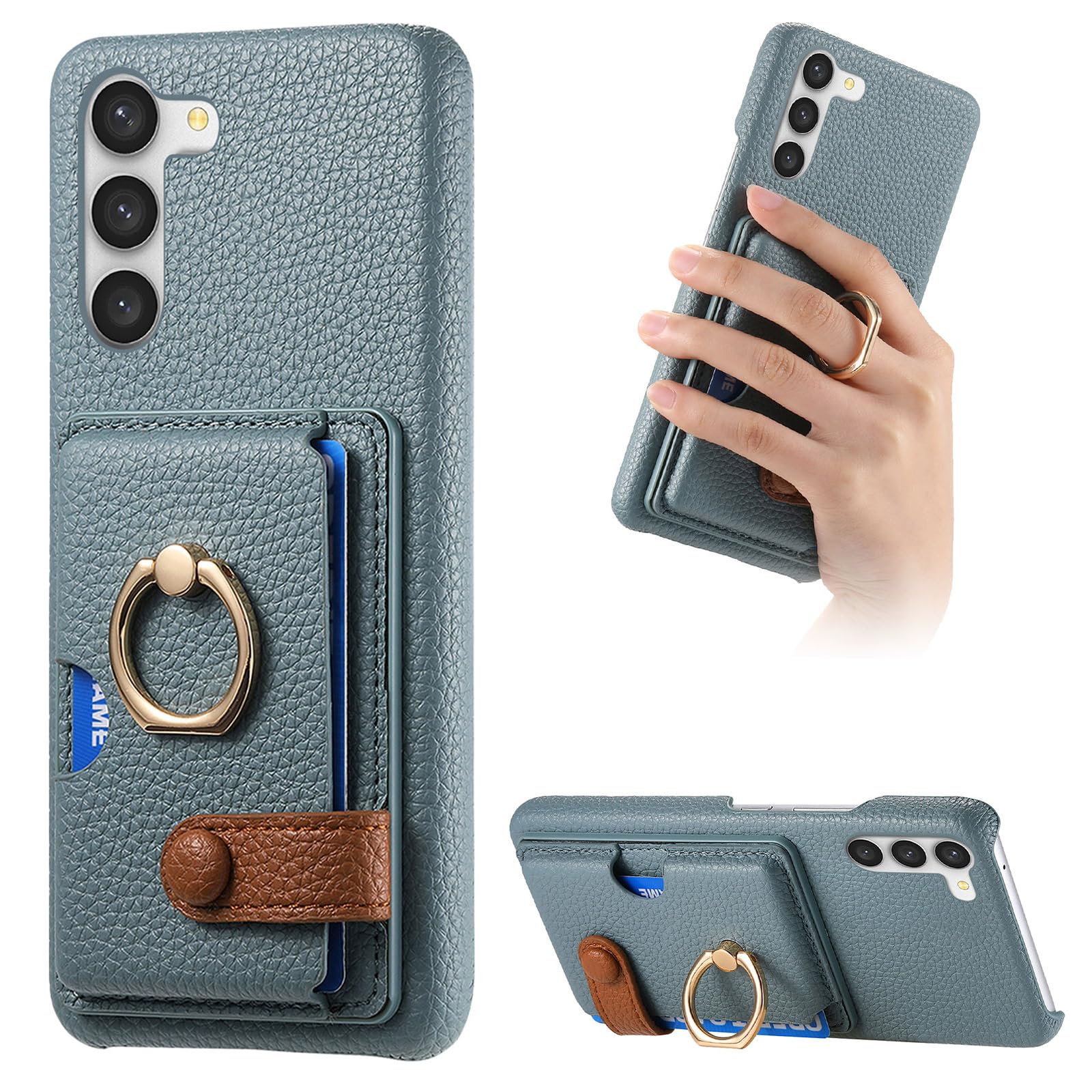 Étui portefeuille Google Pixel 9 Pro XL bleu en cuir rigide à rabat - 8