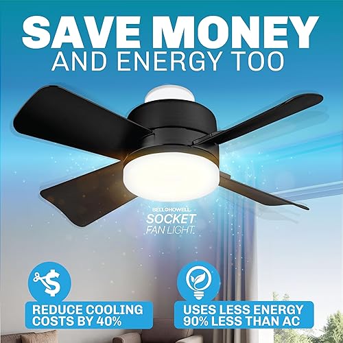 Miniatura 3 de Ventilador de enchufe original  Ventiladores de techo negros con luces y control remoto, ventilador de techo fácil de instalar con repuesto para