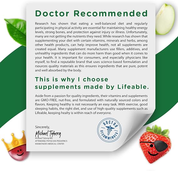 Lifeable Vitamin B12 for Kids | 1000 mcg | Great Tasting Vitamin B12 Gummies | Gluten Free, Vegan B12 Vitamins | B12 Vitamins for Energy, Mood and Nervous System Support | 90 Gummies