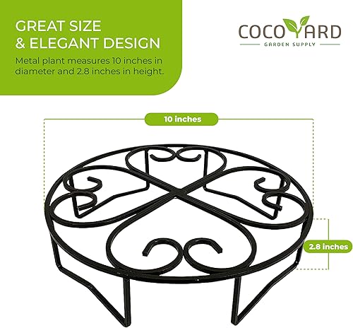 Miniatura 6 de COCOYARD GARDEN SUPPLY Soporte de metal para plantas de 10 pulgadas, juego de 2, soporte resistente para macetas de flores para interiores y