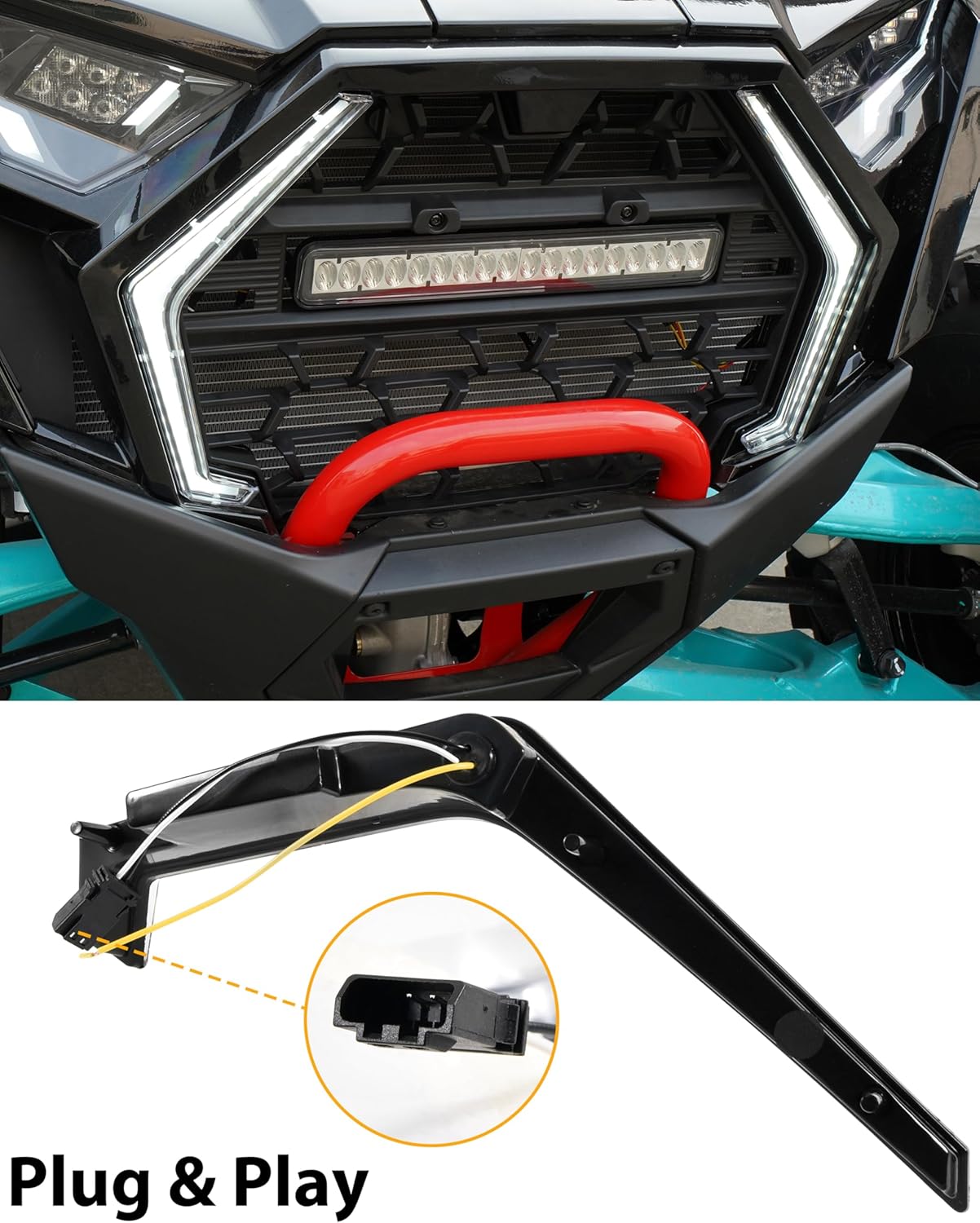 SAUTVS LED Grille Accent Fang Lights for 2025 Polaris RZR PRO XP/R/S Accessories, Waterproof Turn Signal Lights Grill Signature Lamps (One Pair, Replace #2417278, #2417279)