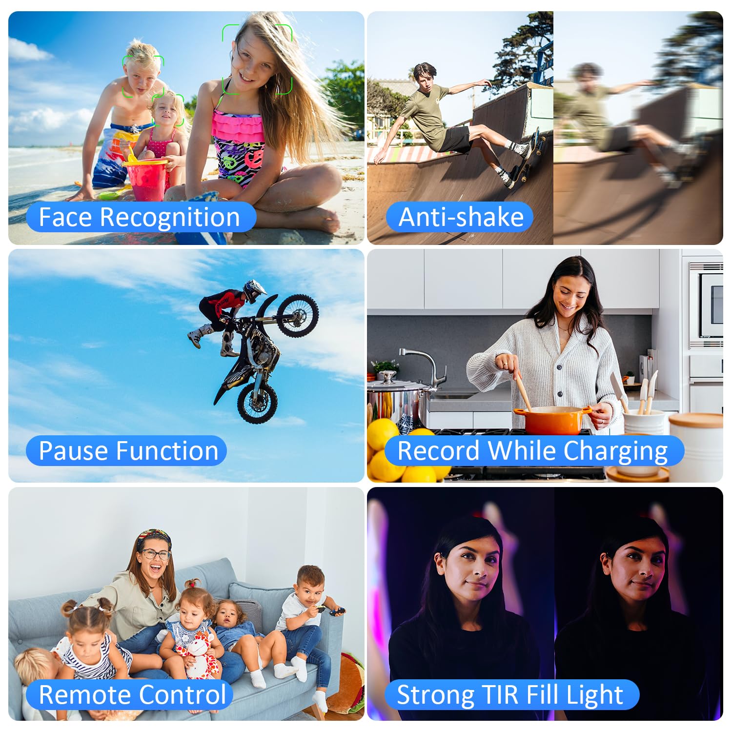 Videocamera digitale 4K, 48 MP, foto 4K 60 FPS, videocamera digitale per Vlogging YouTube, con 2 batterie/scheda SD/telecomando