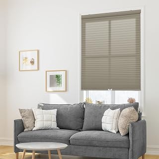 DEZ FURNISHINGS Cordless 1" Signature Light Filtering Cellular Shade, 27.5" W x 42" H, Linen