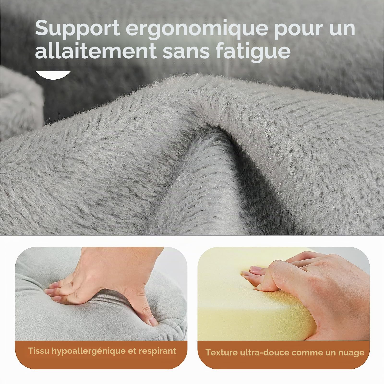 Coussin d'allaitement en mousse à mémoire de forme – Clôture de sécurité pionnière – Coussin d'allaitement grande taille pour un confort et un soutien ergonomiques – Pour un allaitement plus