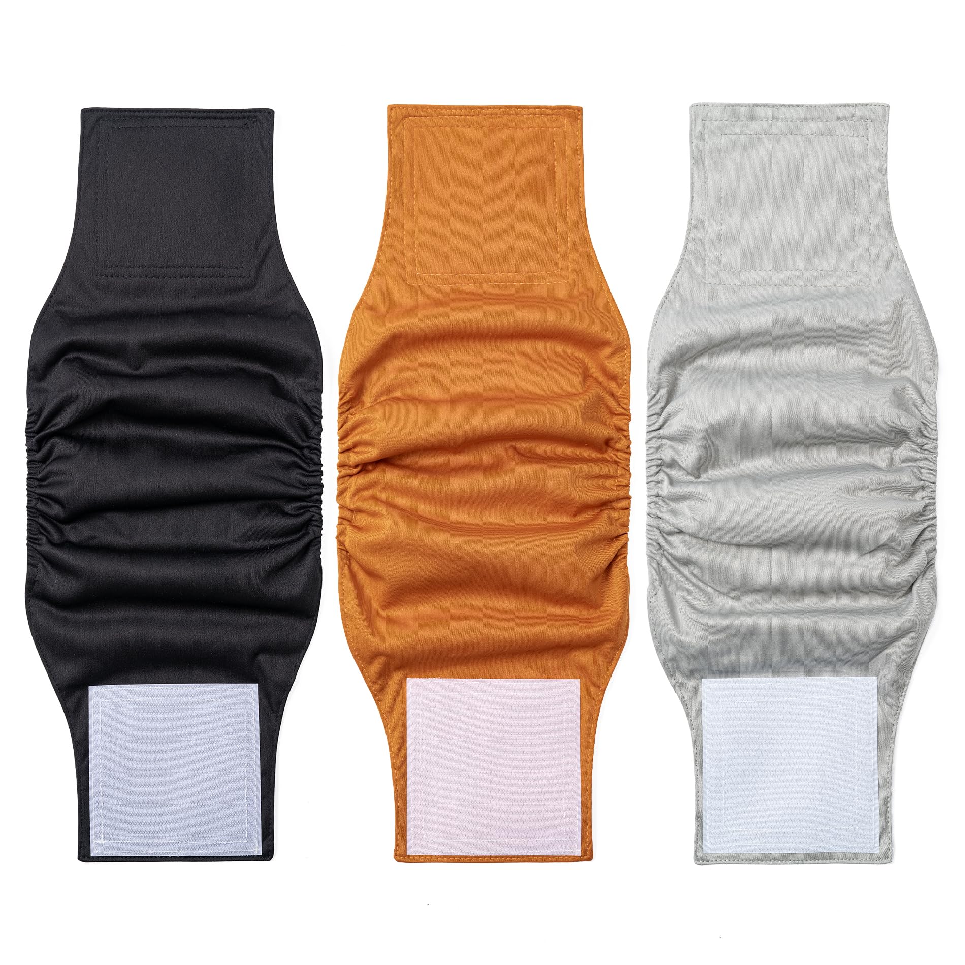 Photo 1 of 1 Pack 3 Reusable Dog Diapers Washable Male Belly Bands for Dogs, High Absorbing Male Dog Doggie Puppy Wraps (Extra Small, Black Brown Light Gray)