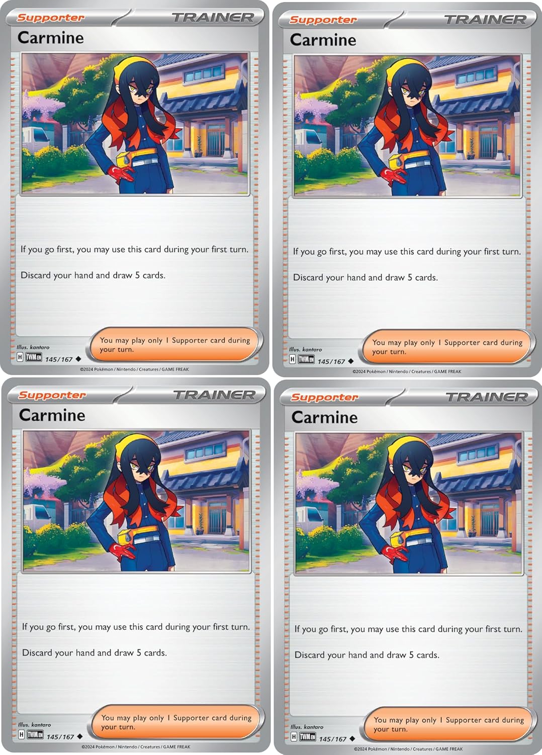 Carmine 145 167 Twilight Masquerade Pokemon x4 Card Lot Playset