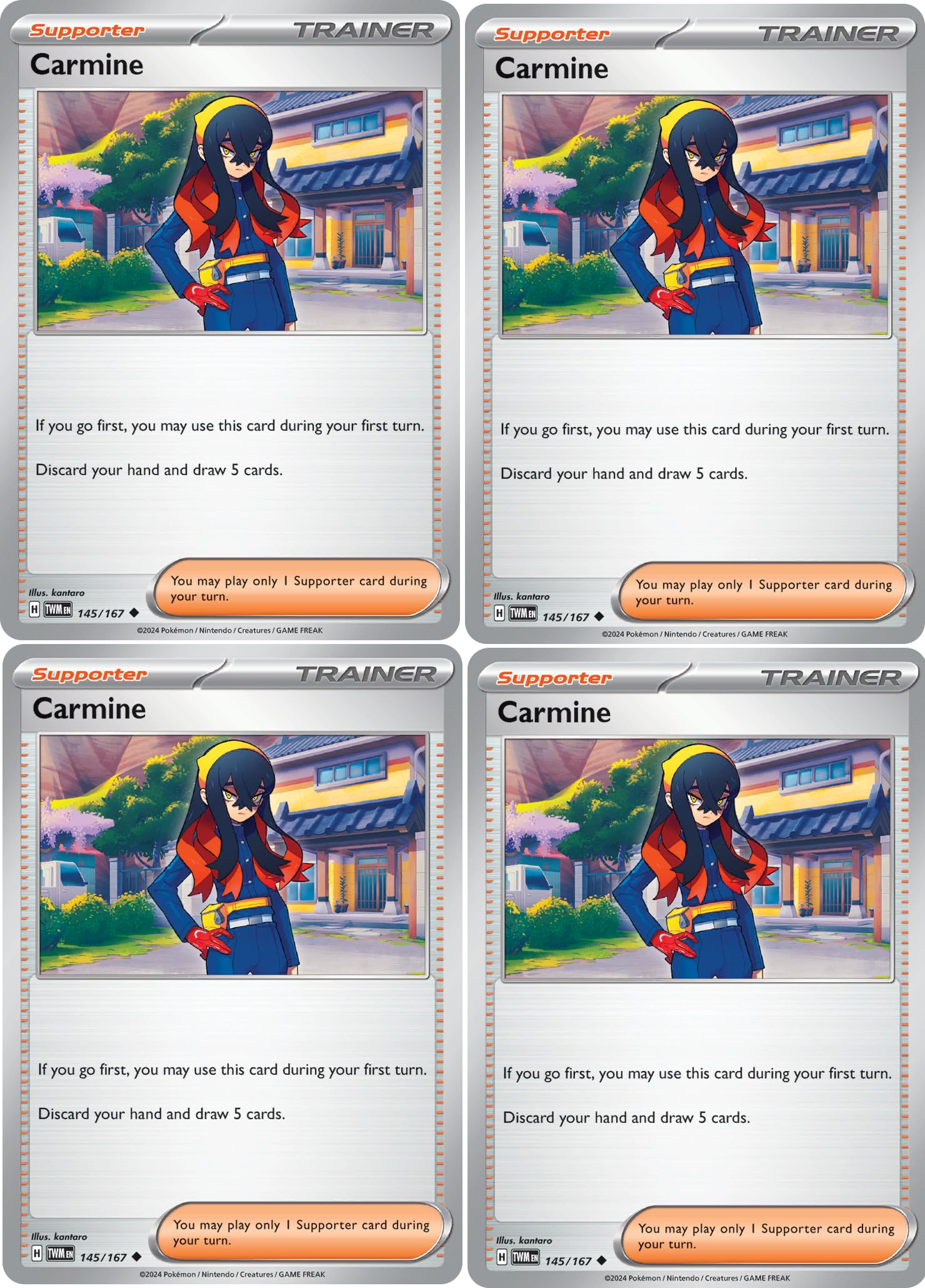 Carmine 145 167 Twilight Masquerade Pokemon x4 Card Lot Playset