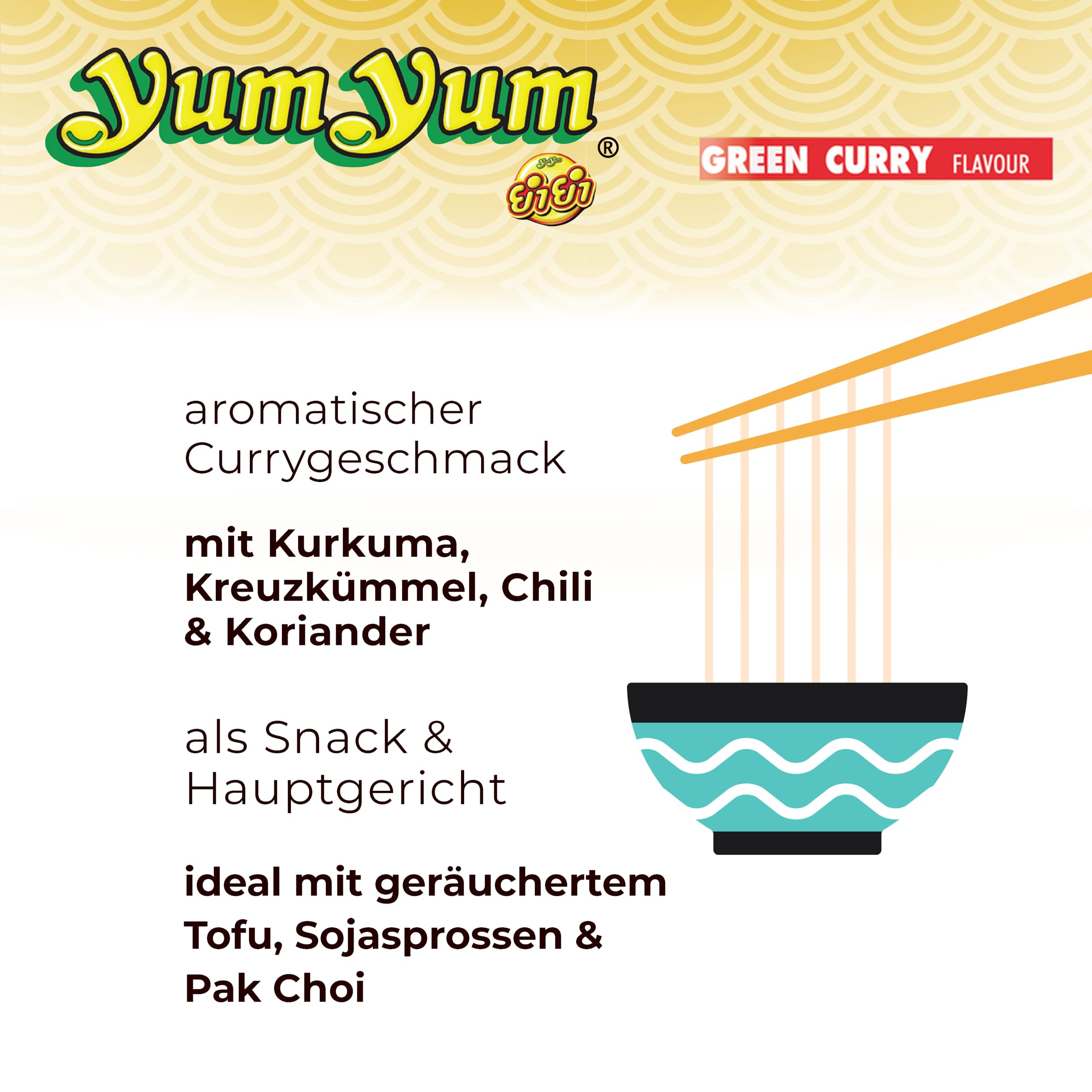 YumYum Beef Flavour Cup 36x 70g Asiatische Instant Nudeln im Becher | Thailändisches Aroma, Sofortiger Genuss, Mit Brokkoli & Champignons, Hergestellt in Thailand, Asiatische Nudelsuppe
