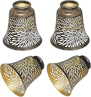 Vista 12 de Globos de repuesto para ventilador de techo, paquete de 4 globos de repuesto con patrón de crisantemo y adaptador de 1-5/8", ALUCSET de 4.5