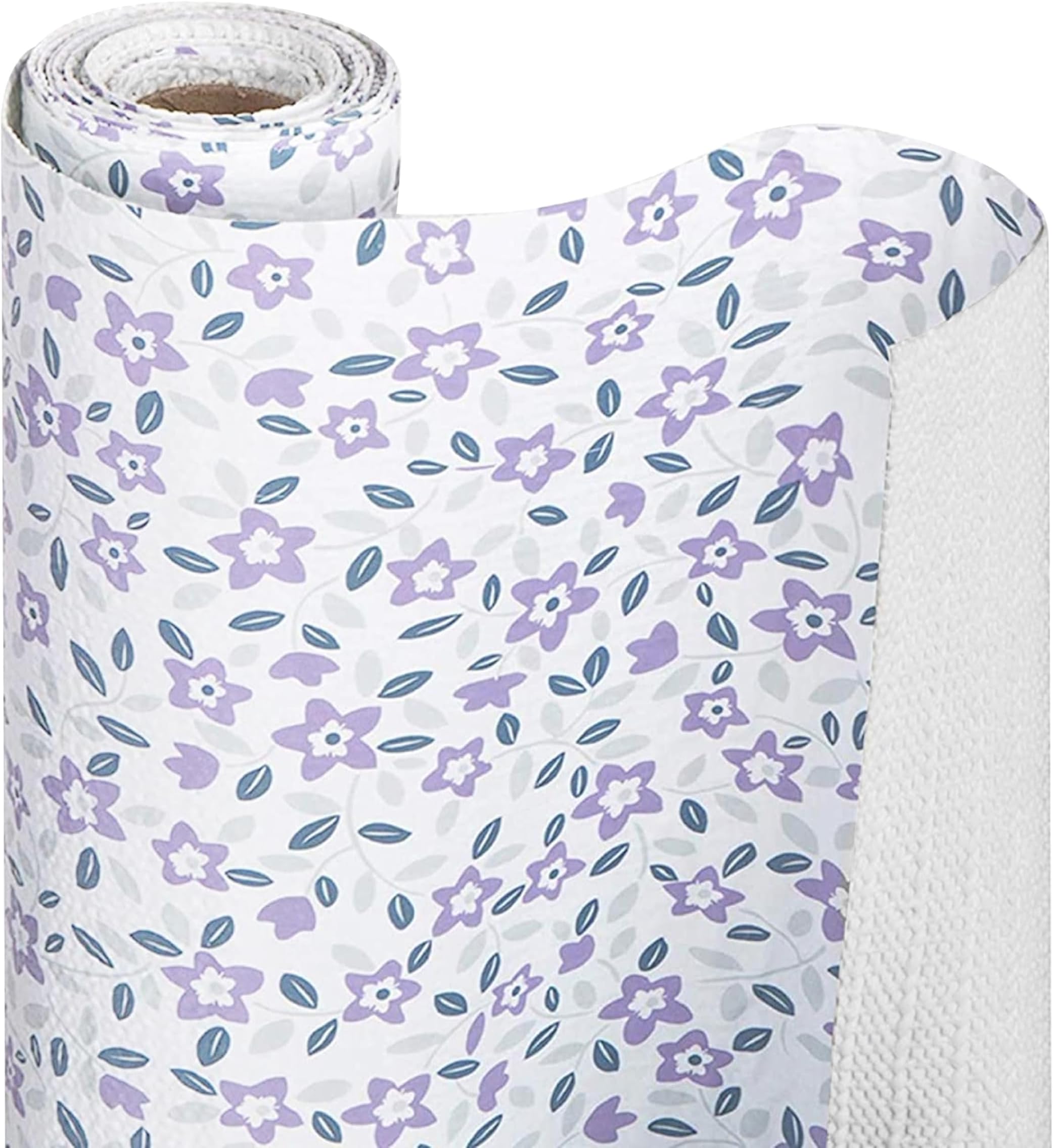 Smart Design Bonded Grip Shelf Liner - 12 Inch x 10 Feet - Non Adhesive, Strong Grip Bottom, Easy Clean Kitchen Drawer, Cabinet, Cupboard Dresser Cover, Non Slip Rubber Mat - Lavender Wildflower