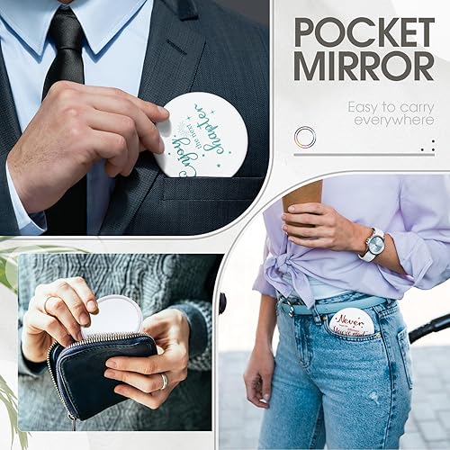 Miniatura 5 de Kigley 24 piezas de espejo compacto inspirador a granel, regalo de San Valentín, espejo de monedero de 2.8 pulgadas, regalo motivacional positivo de