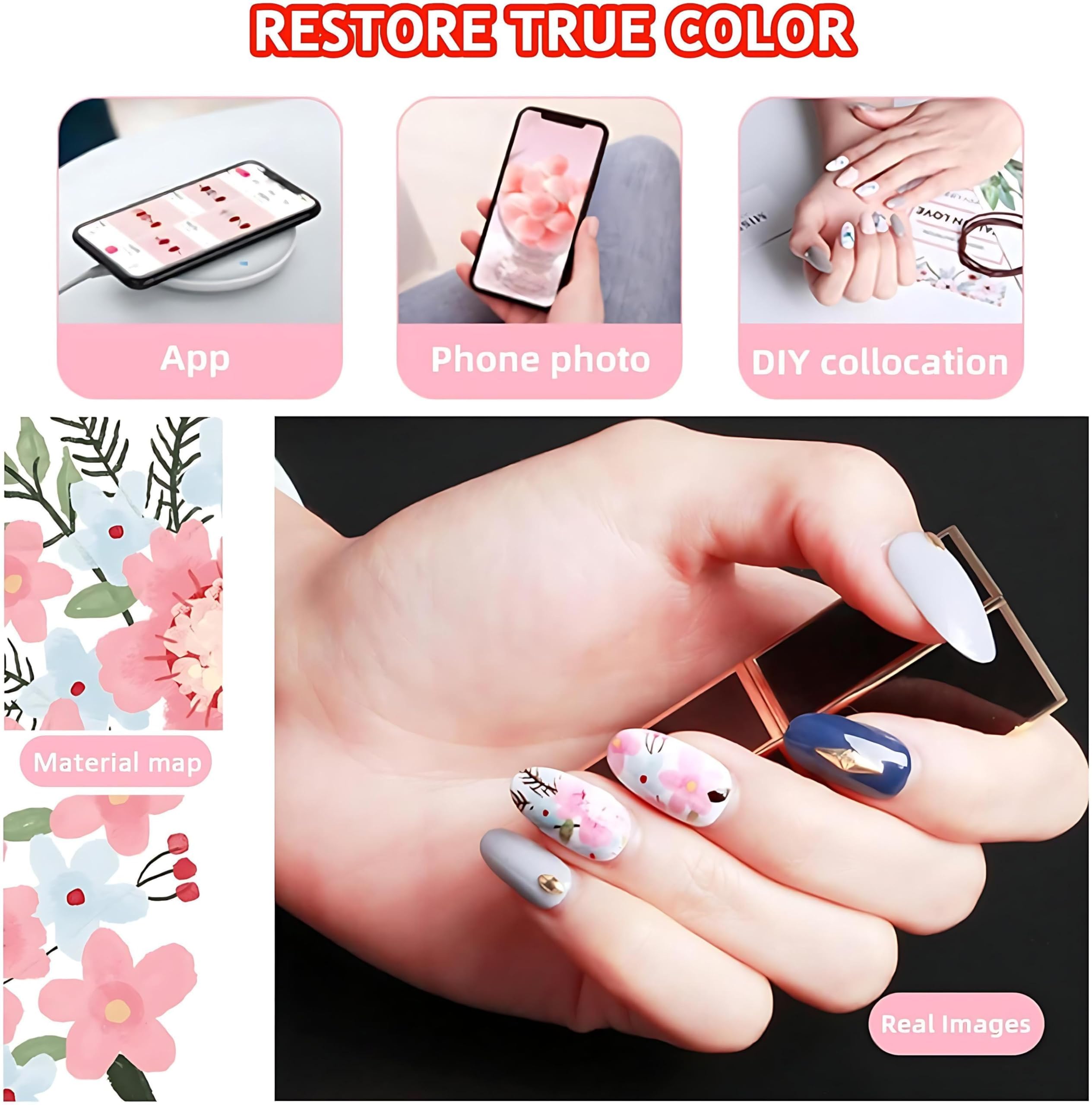Macchina per stampante per unghie, stampante per unghie intelligente 10s per salone di casa, stampa gel personalizzata controllata da APP wireless WiFi, kit manicure fai-da-te con 4800 dpi per donne