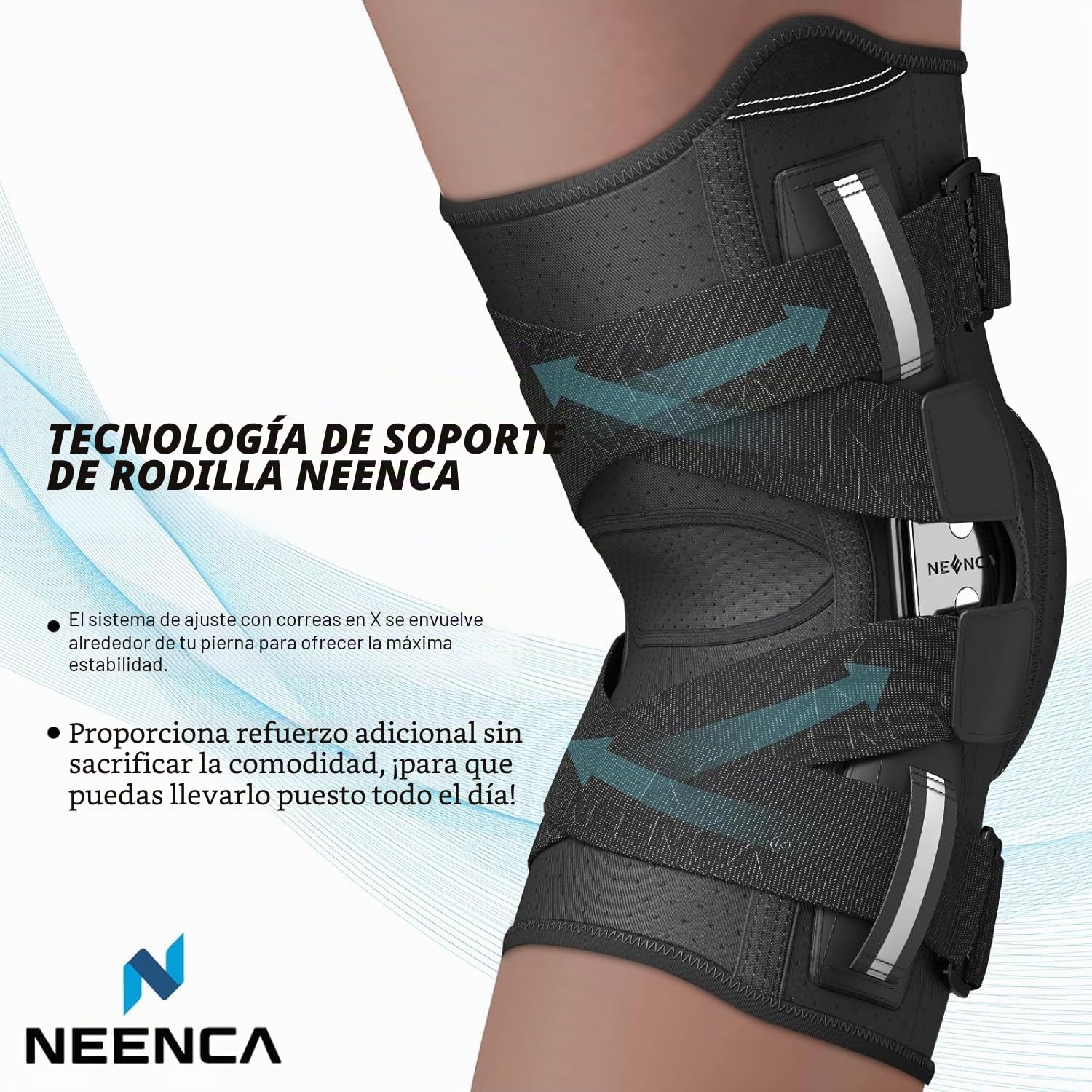 NEENCA Rodillera dolor de rodilla, rodillera con bisagra y sistema de sujeción patentado X-Straps, fuerte estabilidad para aliviar el dolor en las articulaciones, artritis, desgarro de menisco