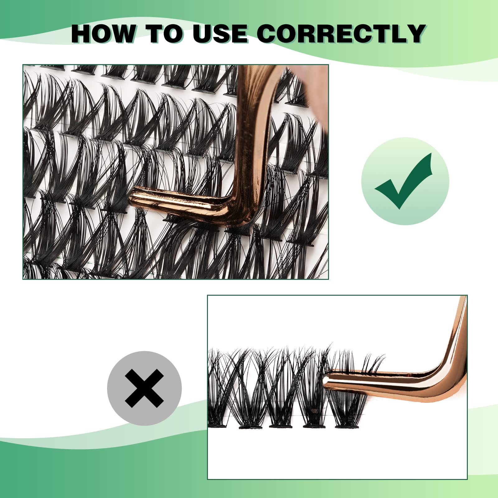 KEYYOU Wimpern Extensions 300pcs Cluster Lashes 50D D Curl 15mm Einzelne Wimpern Volume Natürlich Sanft Wimpernverlängerung（50D-D-15）